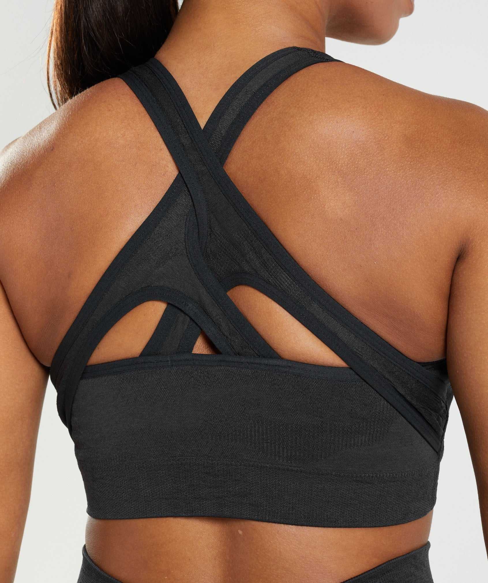 Black / Black Grey Gymshark Adapt Camo Seamless Women's Sports Bra | UQOIGK246