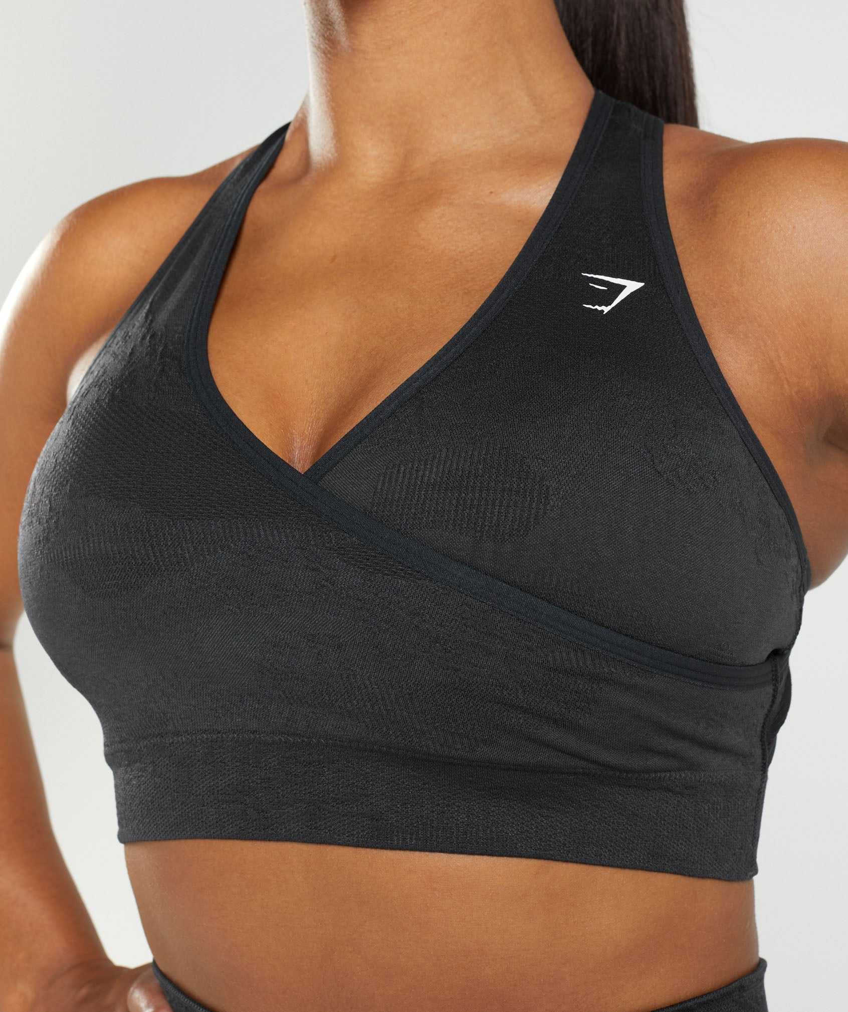 Black / Black Grey Gymshark Adapt Camo Seamless Women's Sports Bra | UQOIGK246