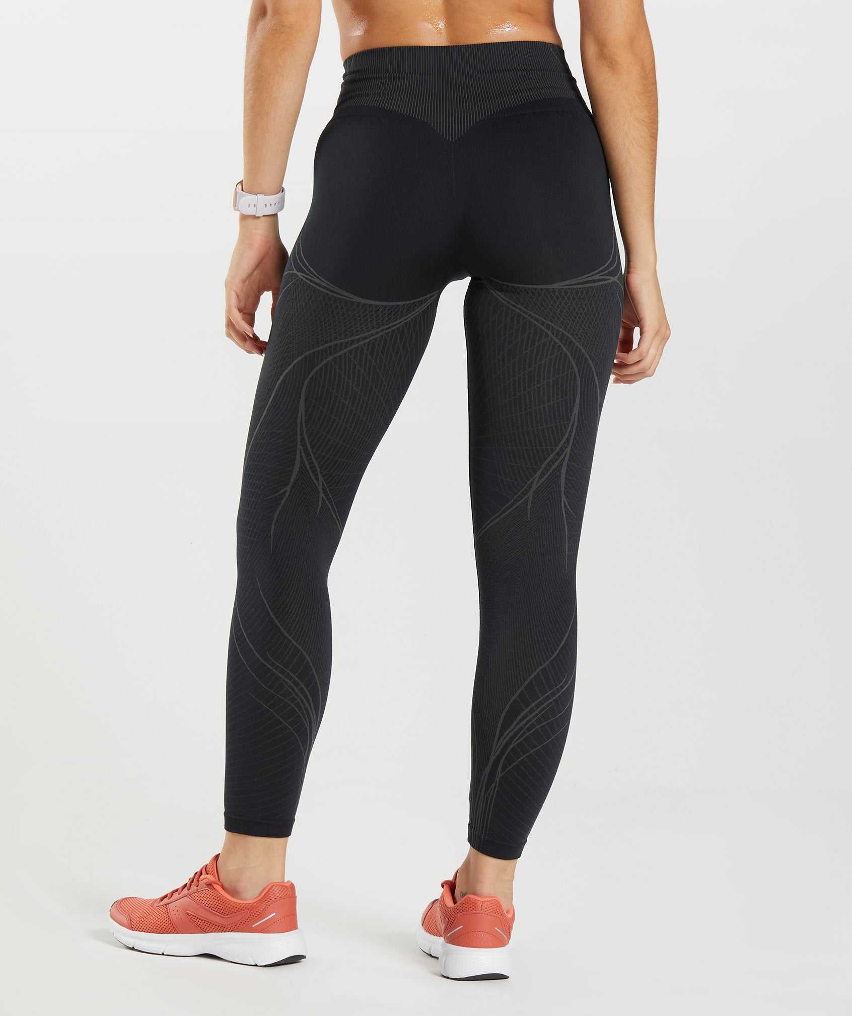 Black / Black Grey Gymshark Apex Seamless Women's Leggings | ICSMBF063