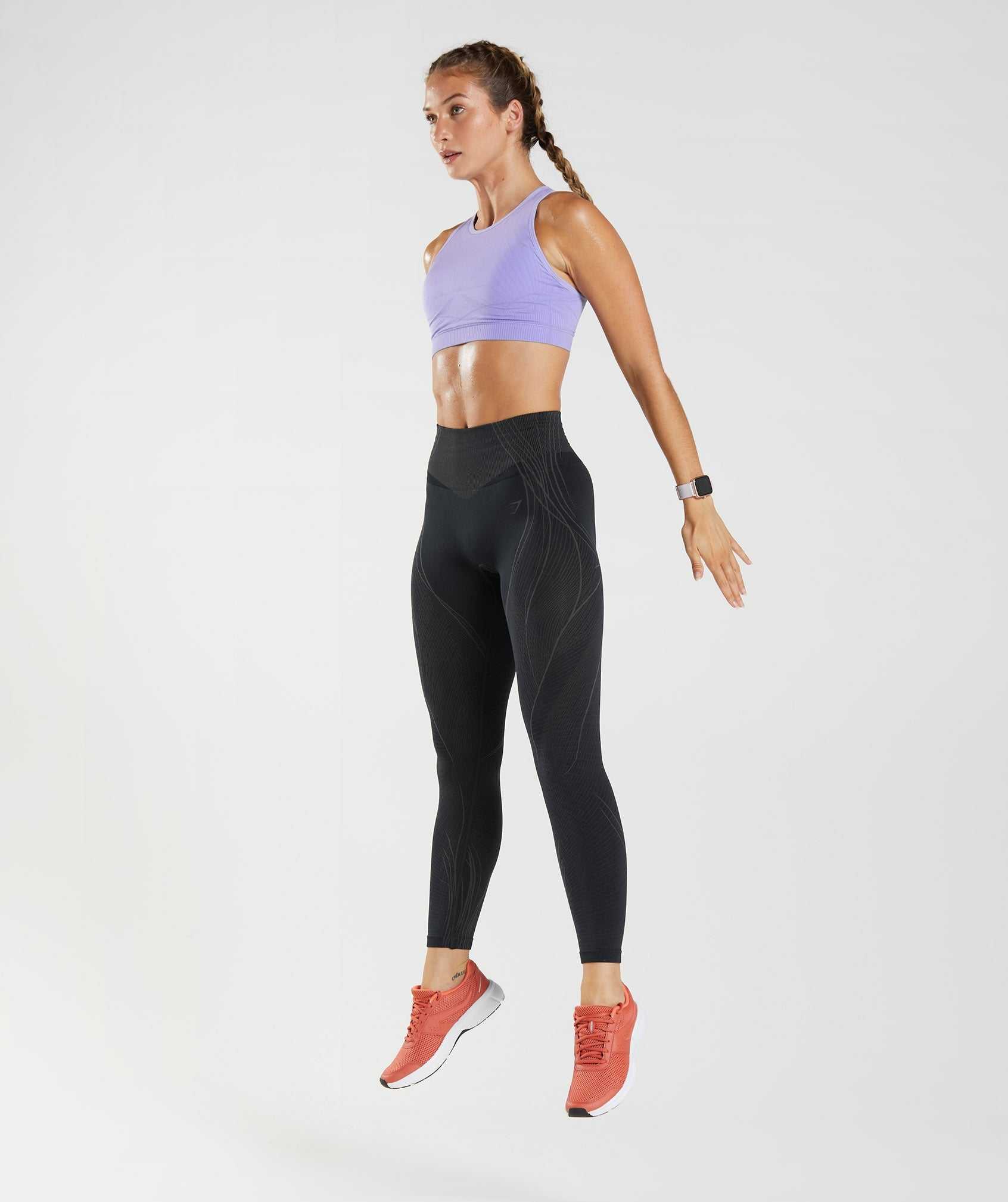 Black / Black Grey Gymshark Apex Seamless Women's Leggings | ICSMBF063