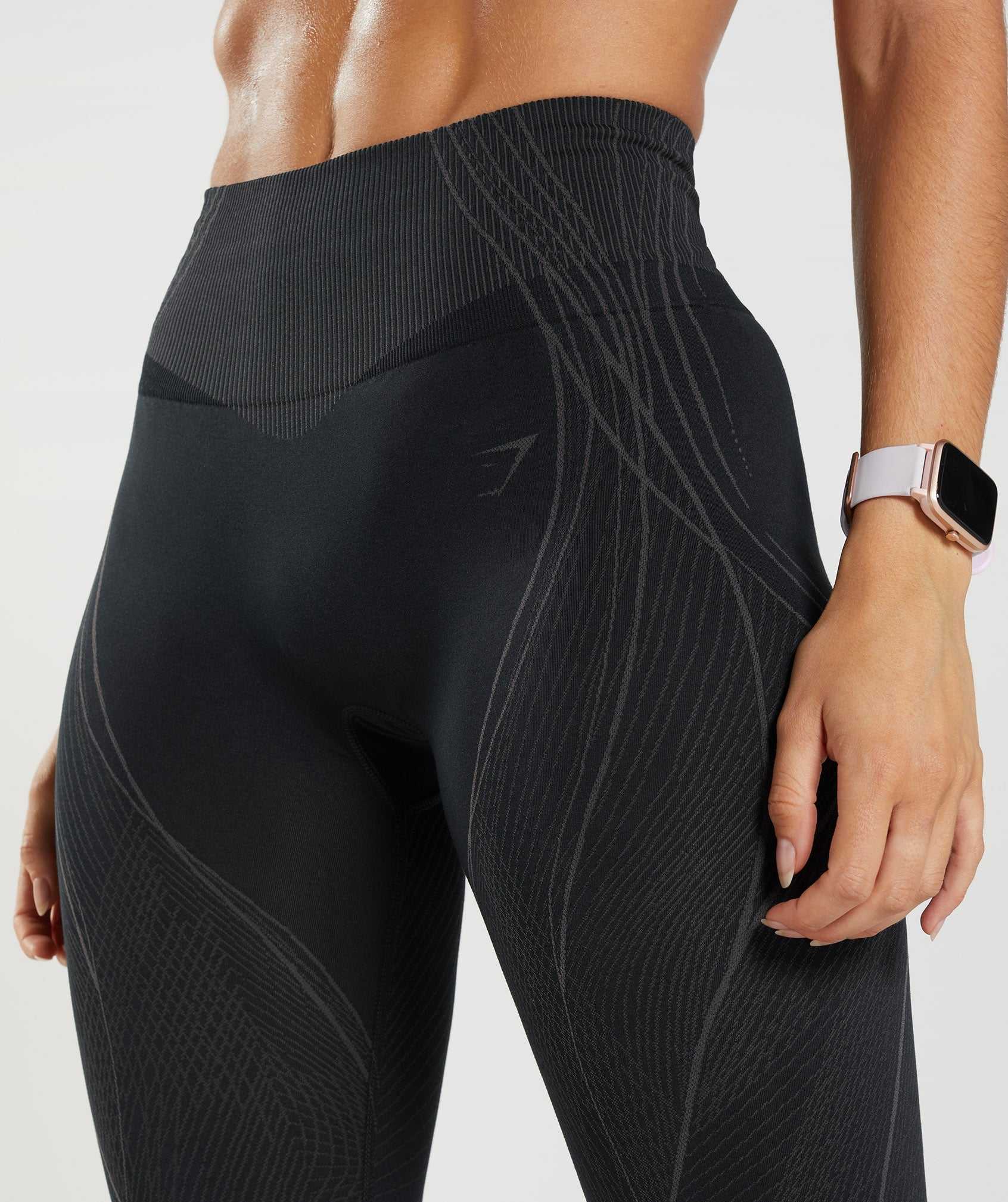 Black / Black Grey Gymshark Apex Seamless Women's Leggings | ICSMBF063