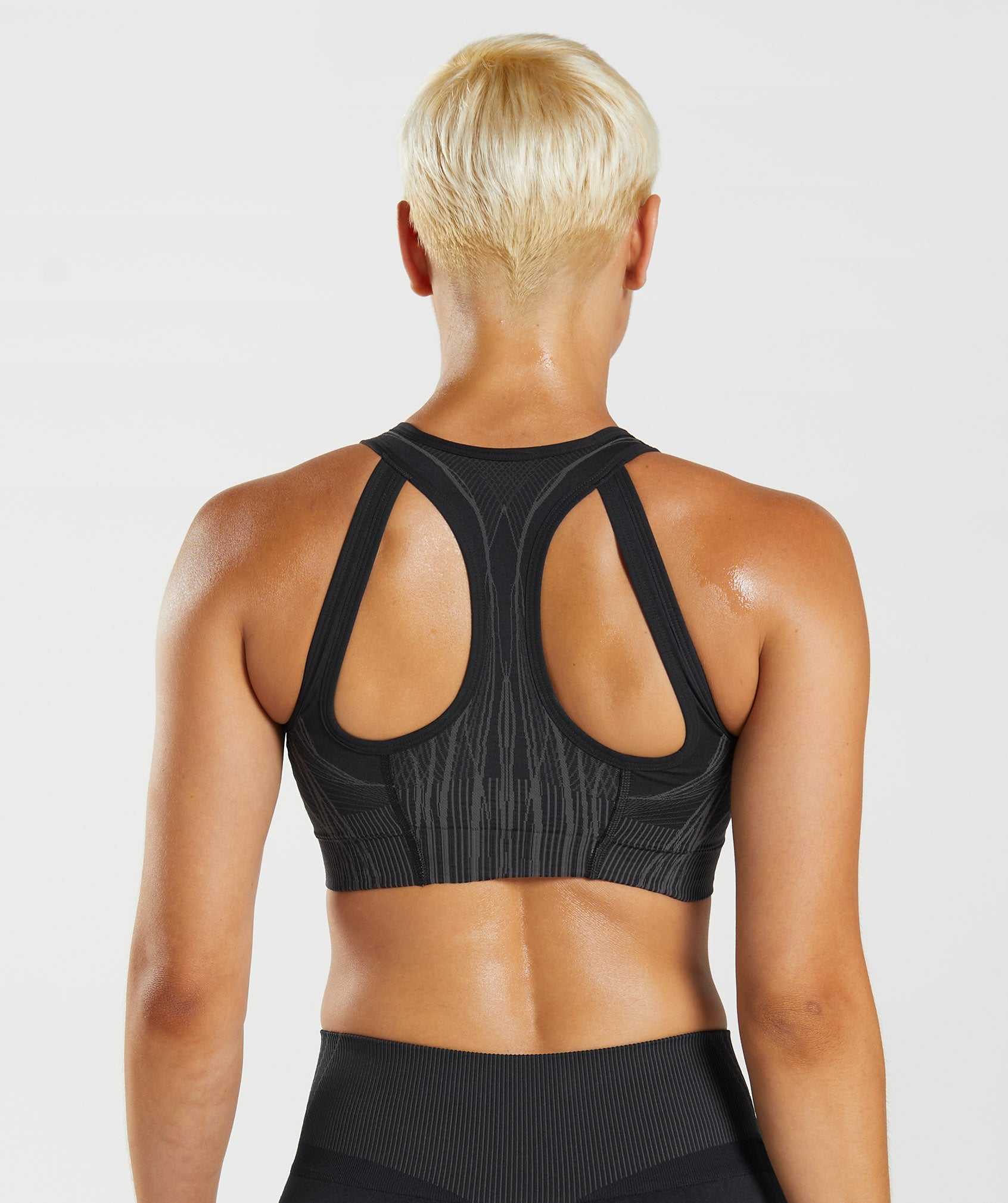 Black / Black Grey Gymshark Apex Seamless Women's Sports Bra | LWBKMY532