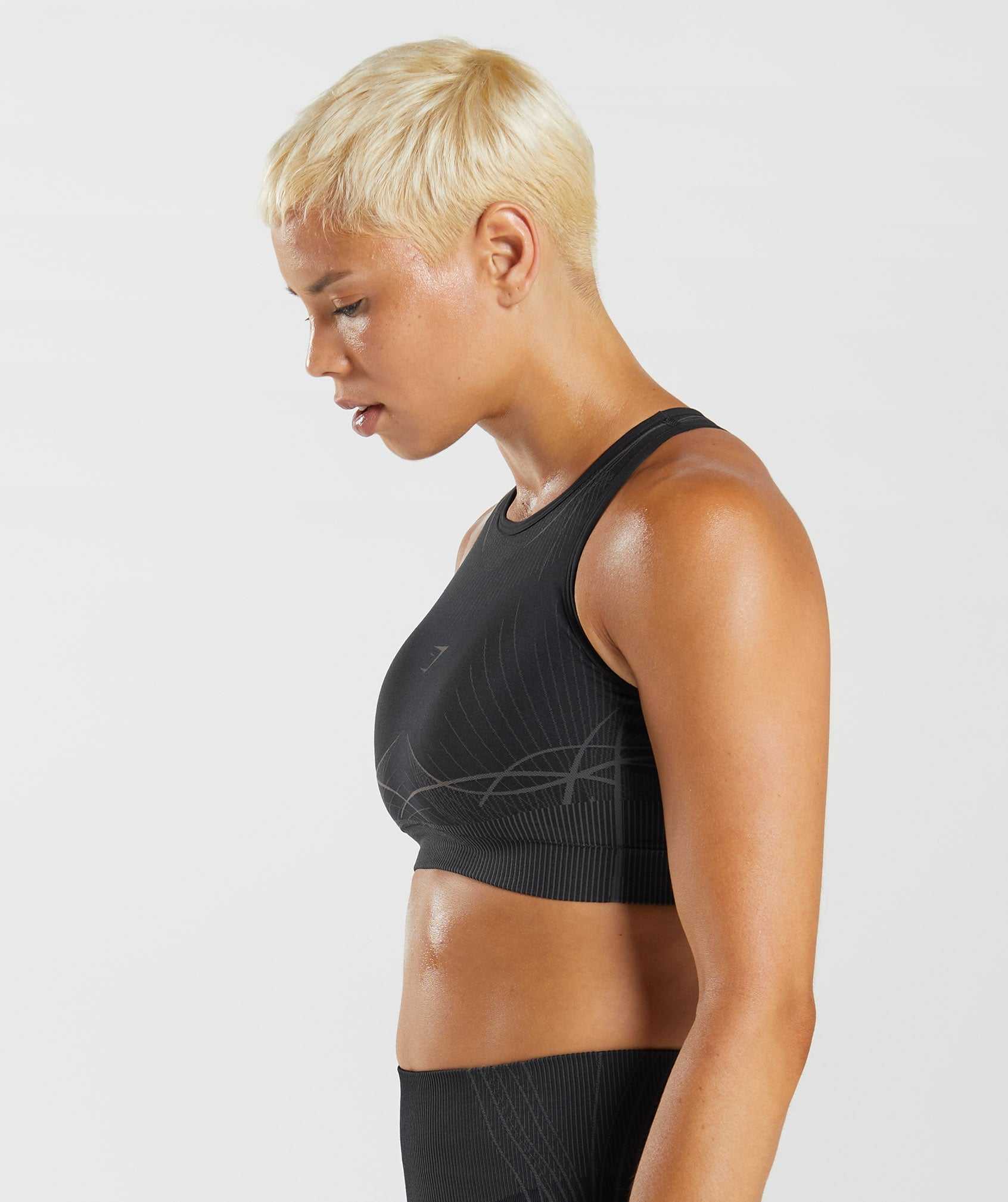 Black / Black Grey Gymshark Apex Seamless Women's Sports Bra | LWBKMY532