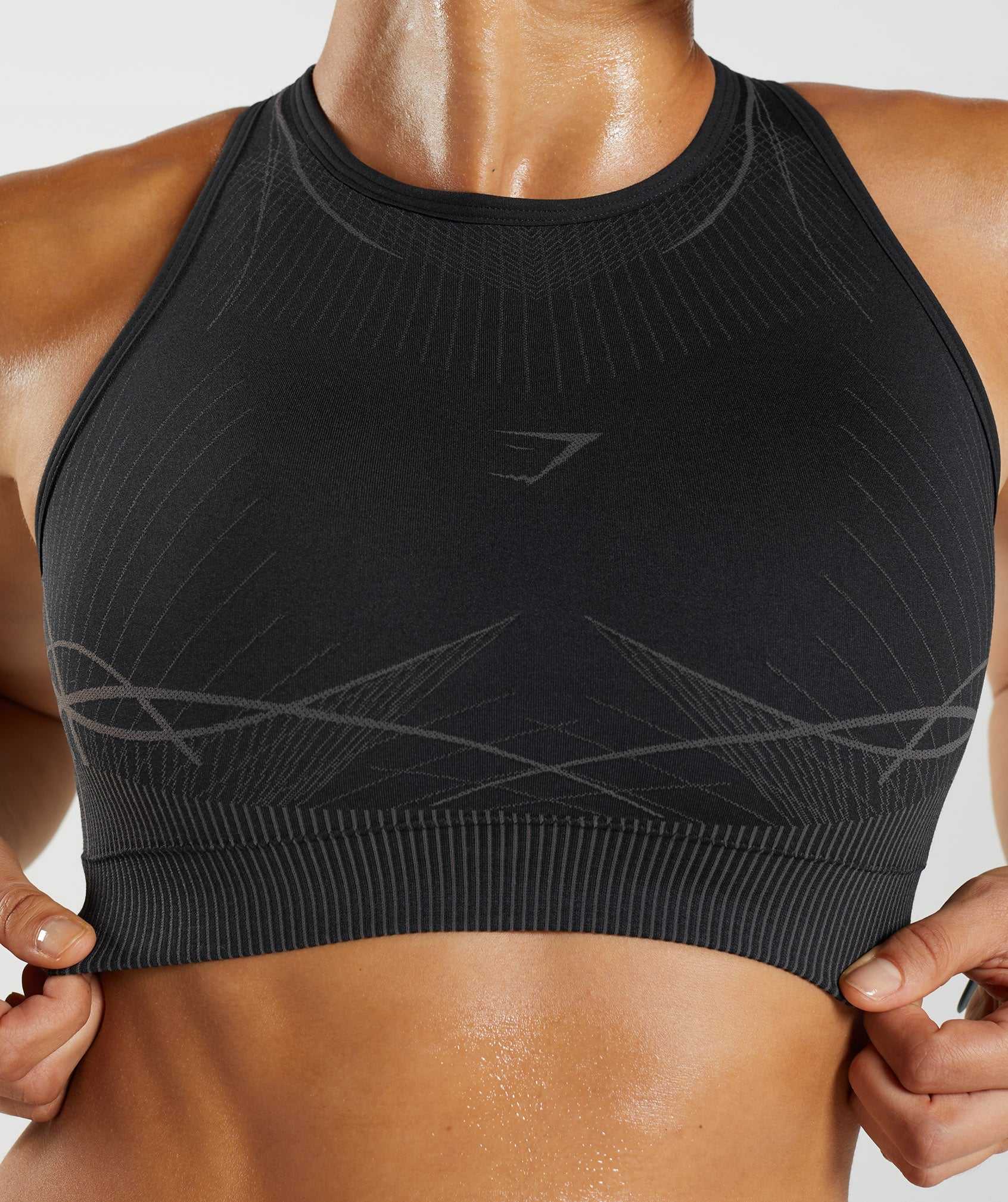 Black / Black Grey Gymshark Apex Seamless Women's Sports Bra | LWBKMY532