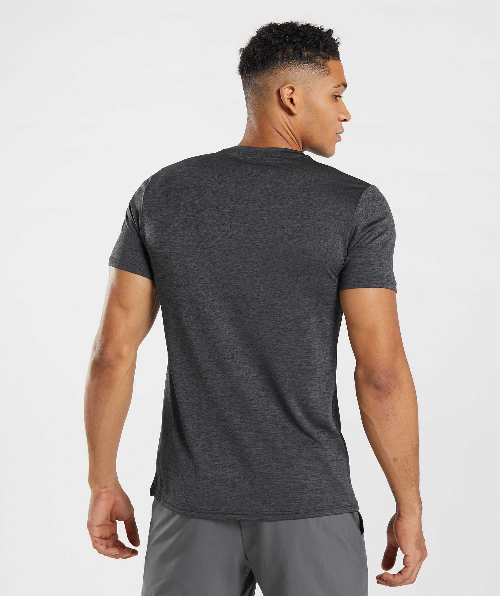 Black / Black Grey Gymshark Arrival Marl Men's T Shirts | BMRVQP789