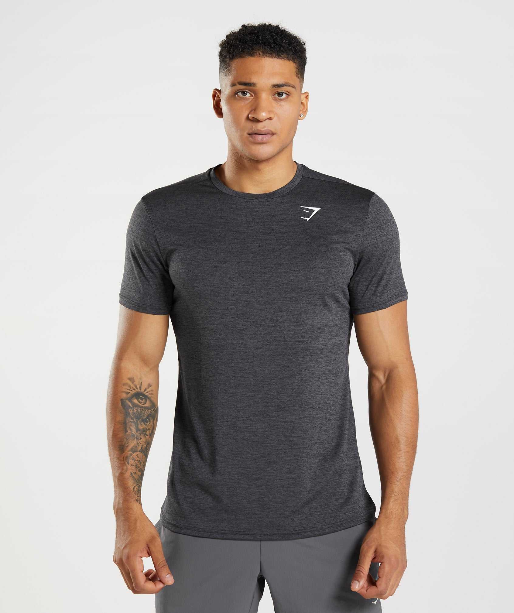 Black / Black Grey Gymshark Arrival Marl Men's T Shirts | BMRVQP789