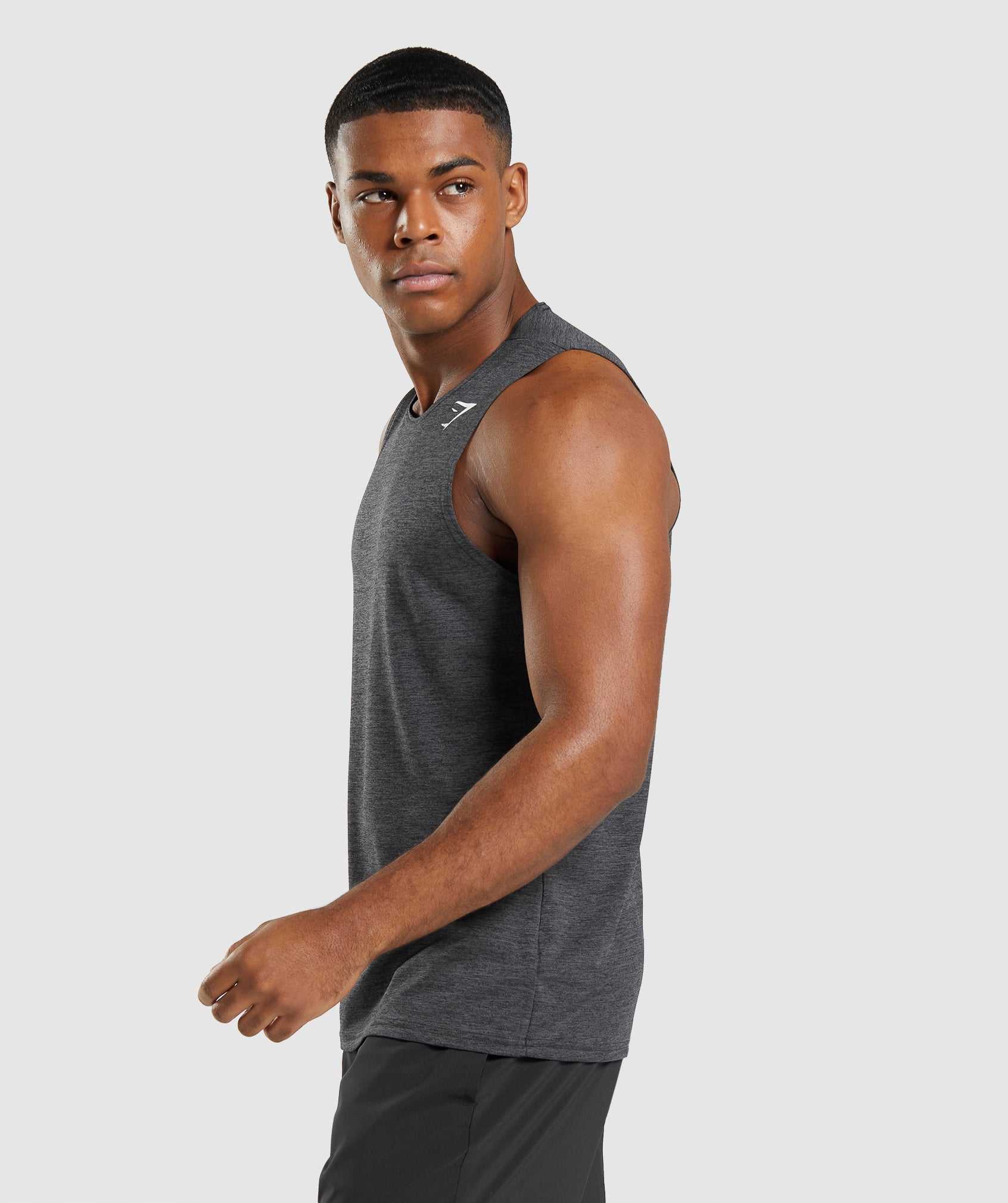 Black / Black Grey Gymshark Arrival Slim Marl Men's Tanks | CAUTNM180