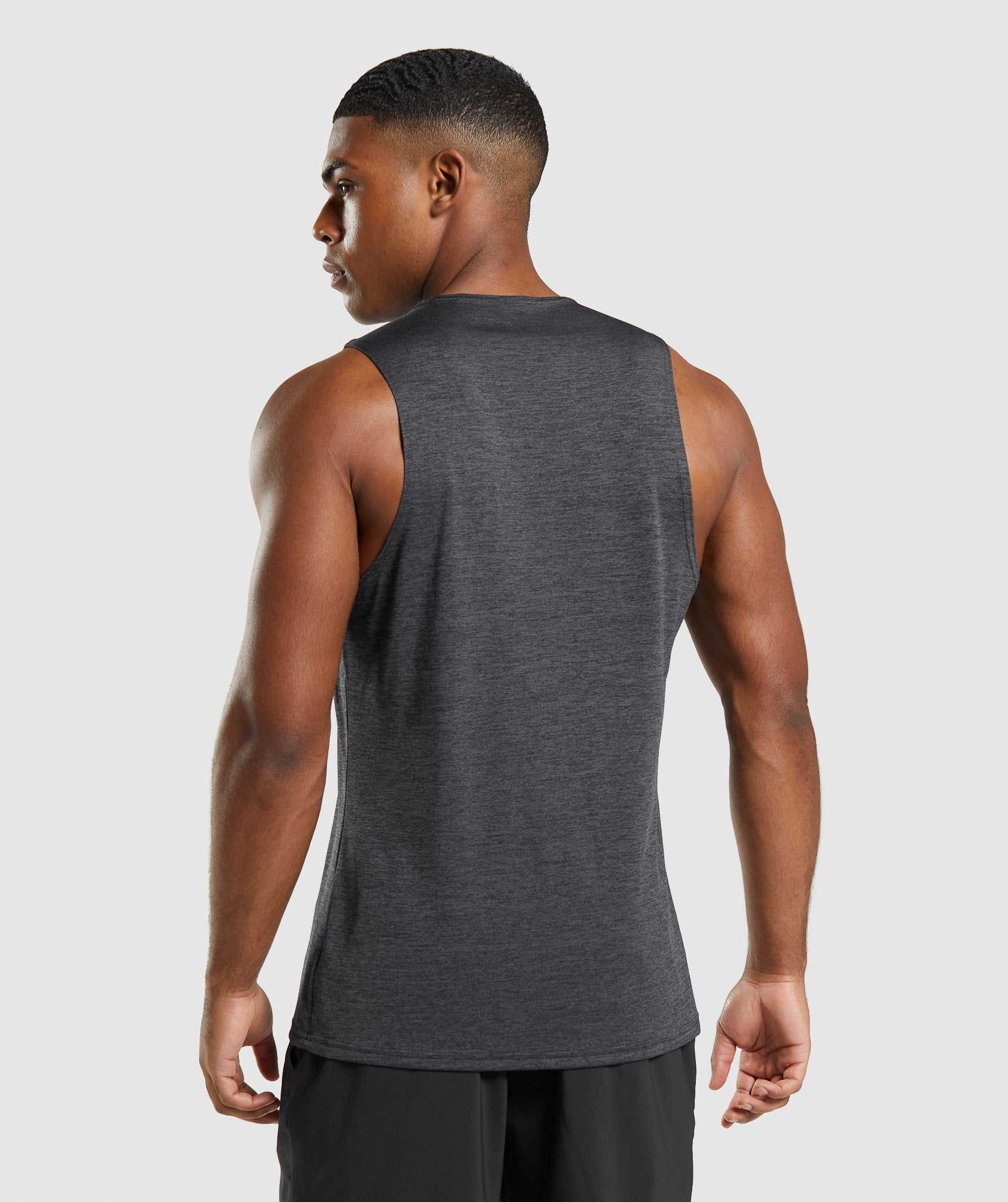 Black / Black Grey Gymshark Arrival Slim Marl Men's Tanks | CAUTNM180