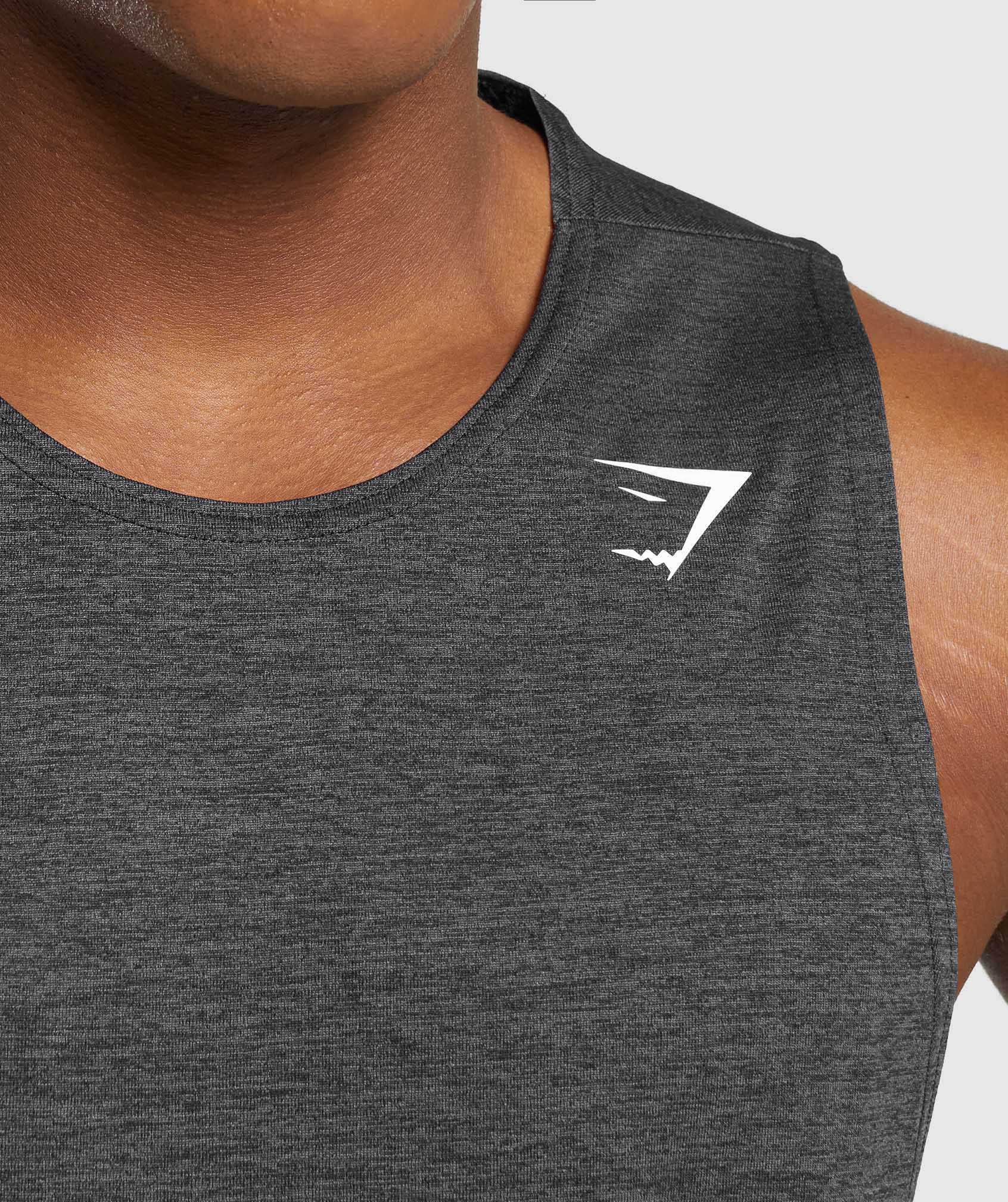 Black / Black Grey Gymshark Arrival Slim Marl Men's Tanks | CAUTNM180