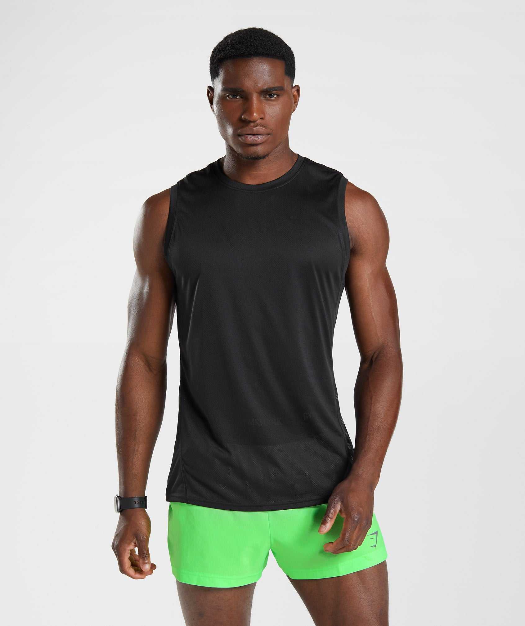 Black / Black Gymshark Sport Men\'s Tanks | YKQVCN391