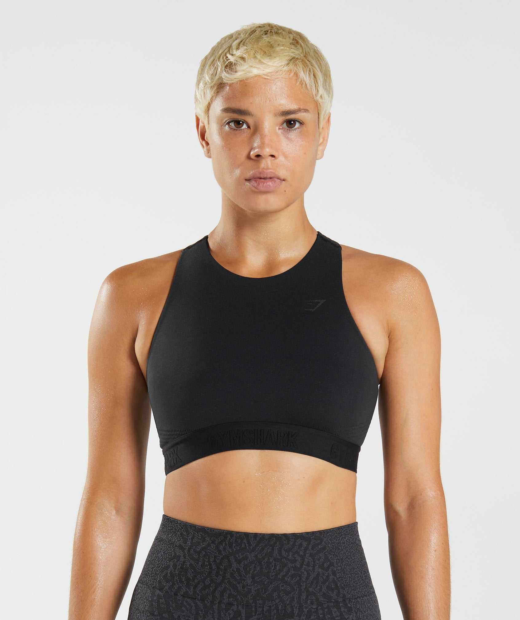 Black / Deep Grey Gymshark 315 Performance High Neck Women's Sports Bra | ECAZVY350