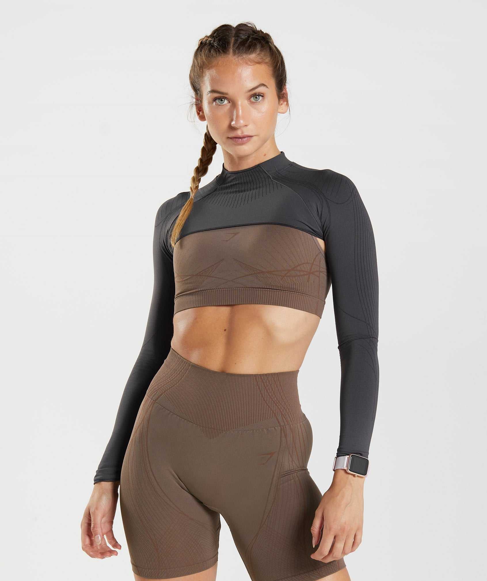 Black Grey / Black Gymshark Apex Seamless Shrug Women\'s Pullover | EVGPBD617