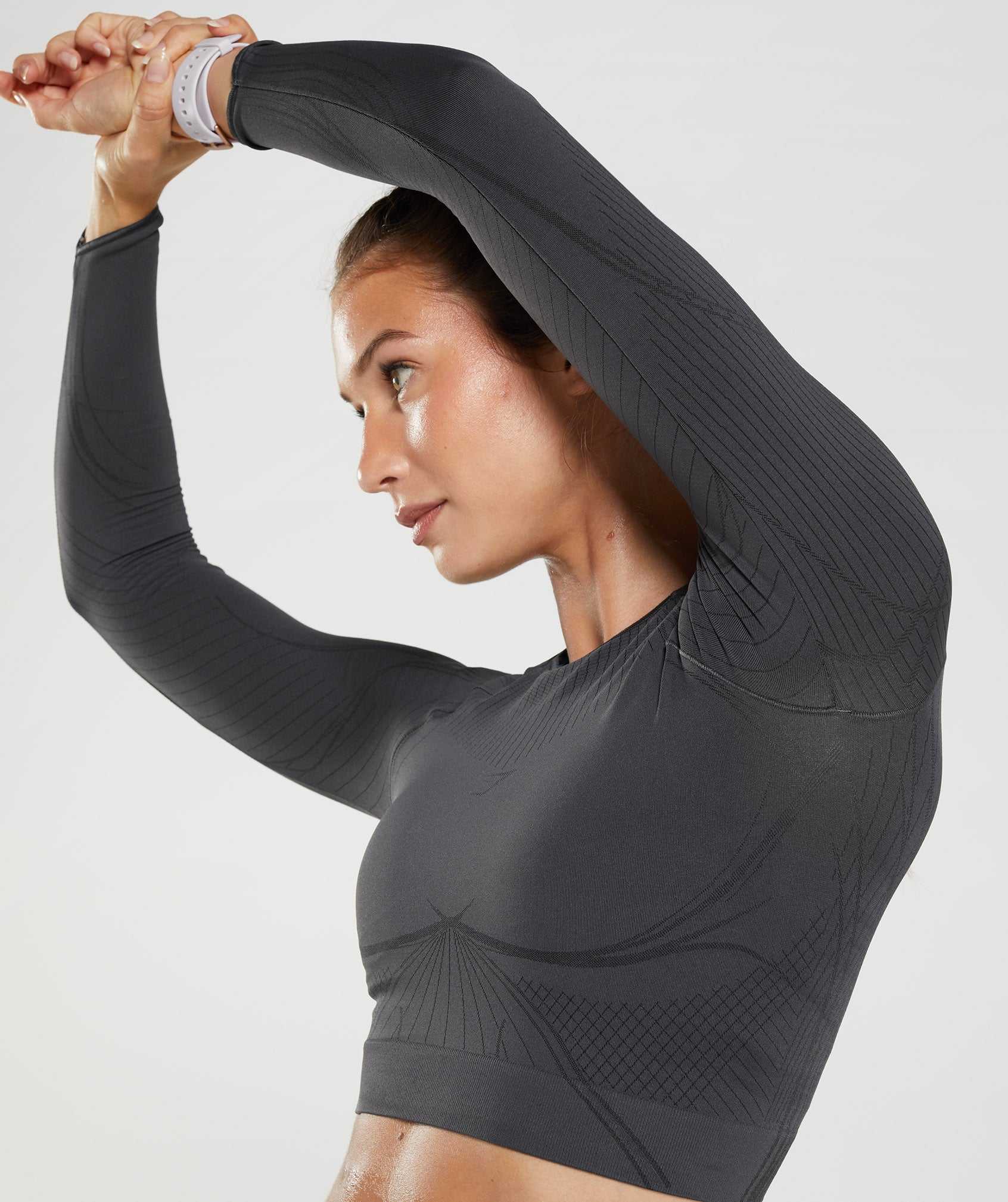 Black Grey / Black Gymshark Apex Seamless Crop Women's Tops | EYLQJD589