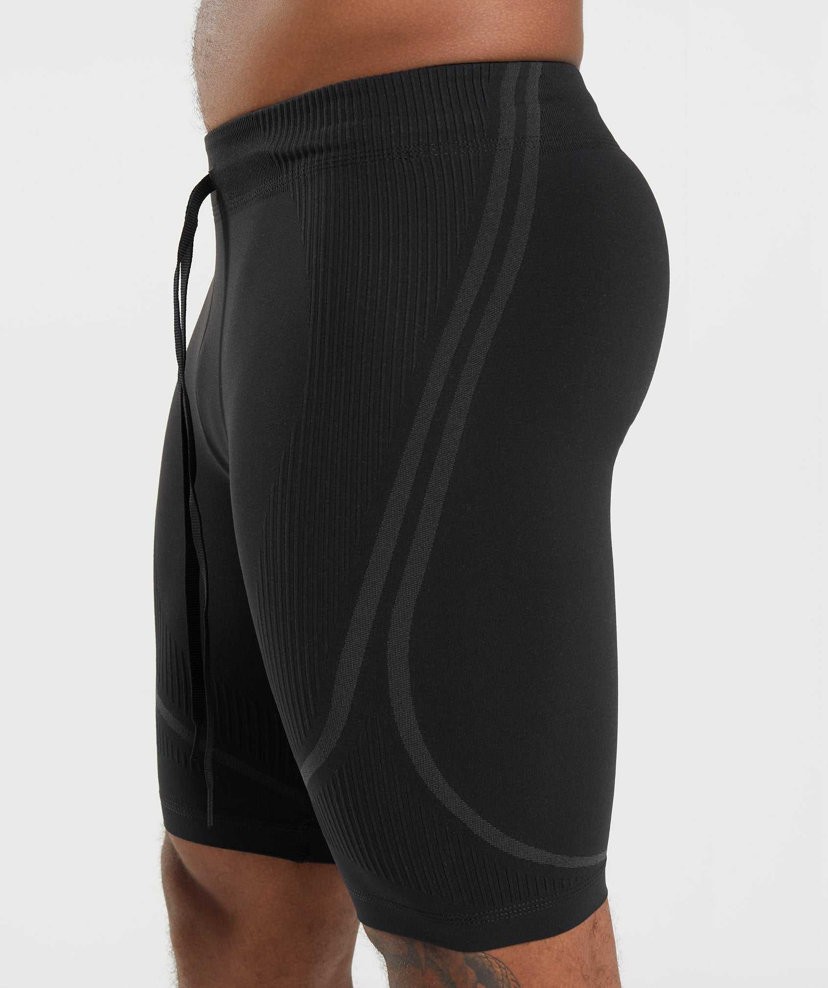 Black / Grey Gymshark 315 Seamless 1/2 Men's Shorts | BJFKSG821