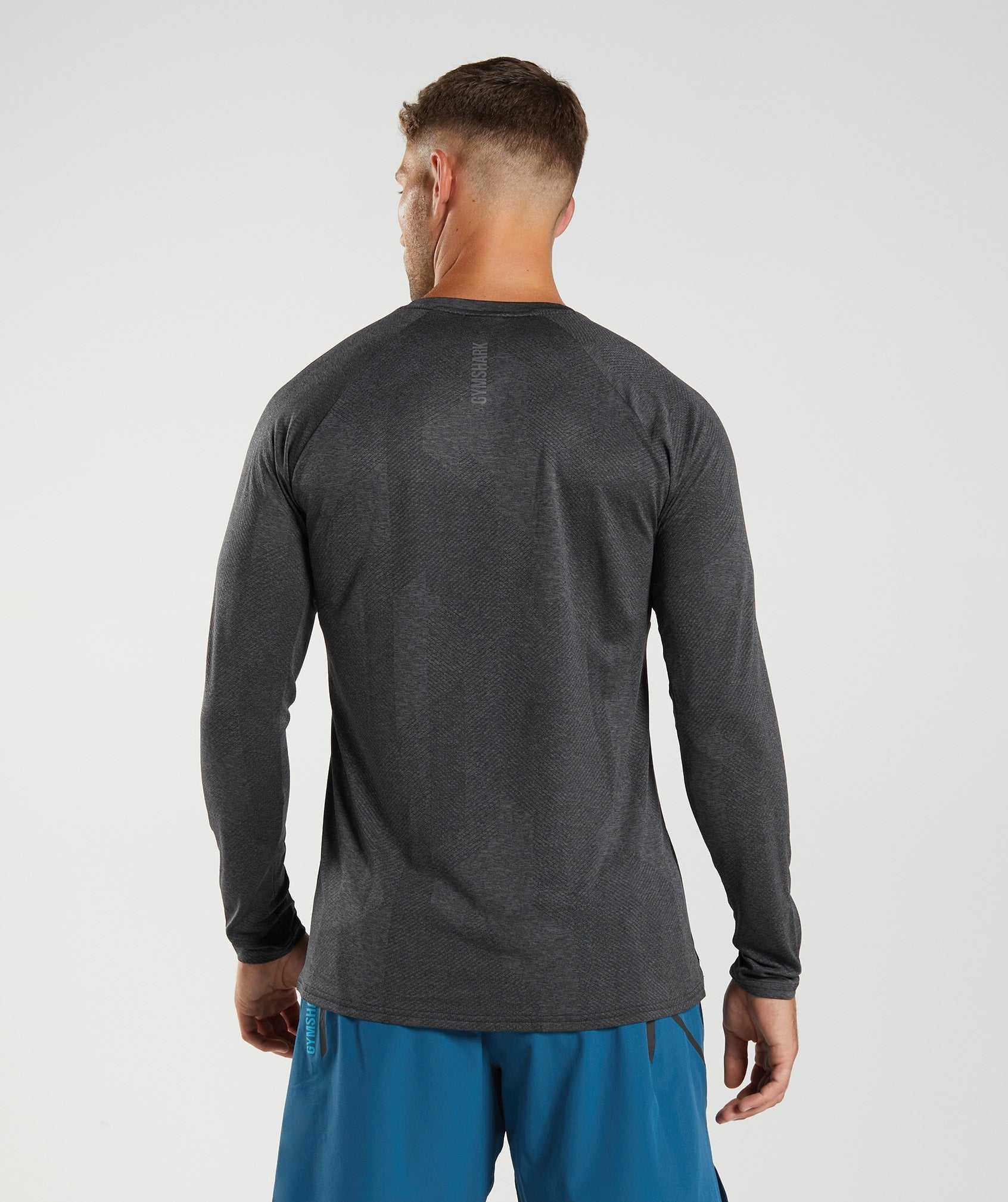 Black / Grey Gymshark Apex Long Sleeve Men's T Shirts | OIATUS682