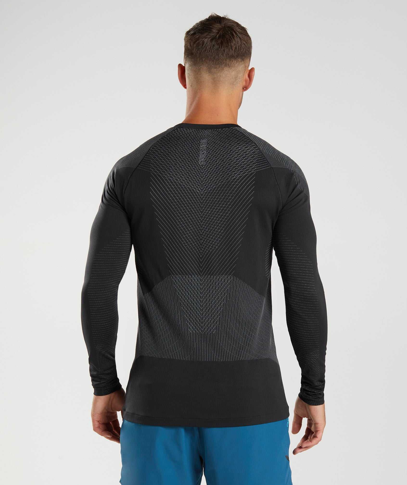 Black / Grey Gymshark Apex Seamless Long Sleeve Men's T Shirts | LGHNOD035