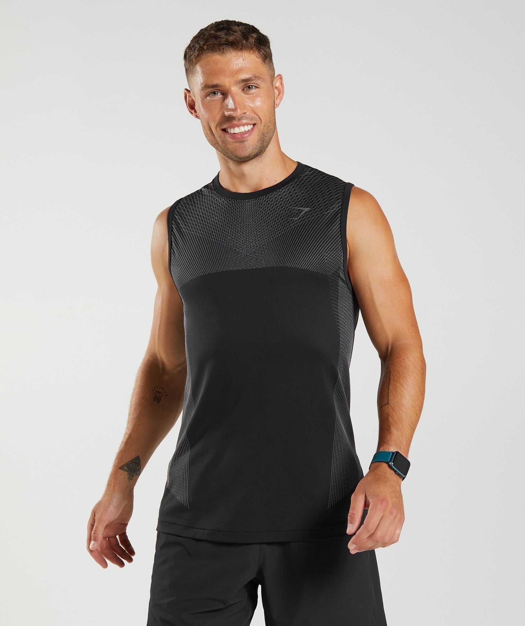 Black / Grey Gymshark Apex Seamless Men\'s Tanks | DKQYPL672