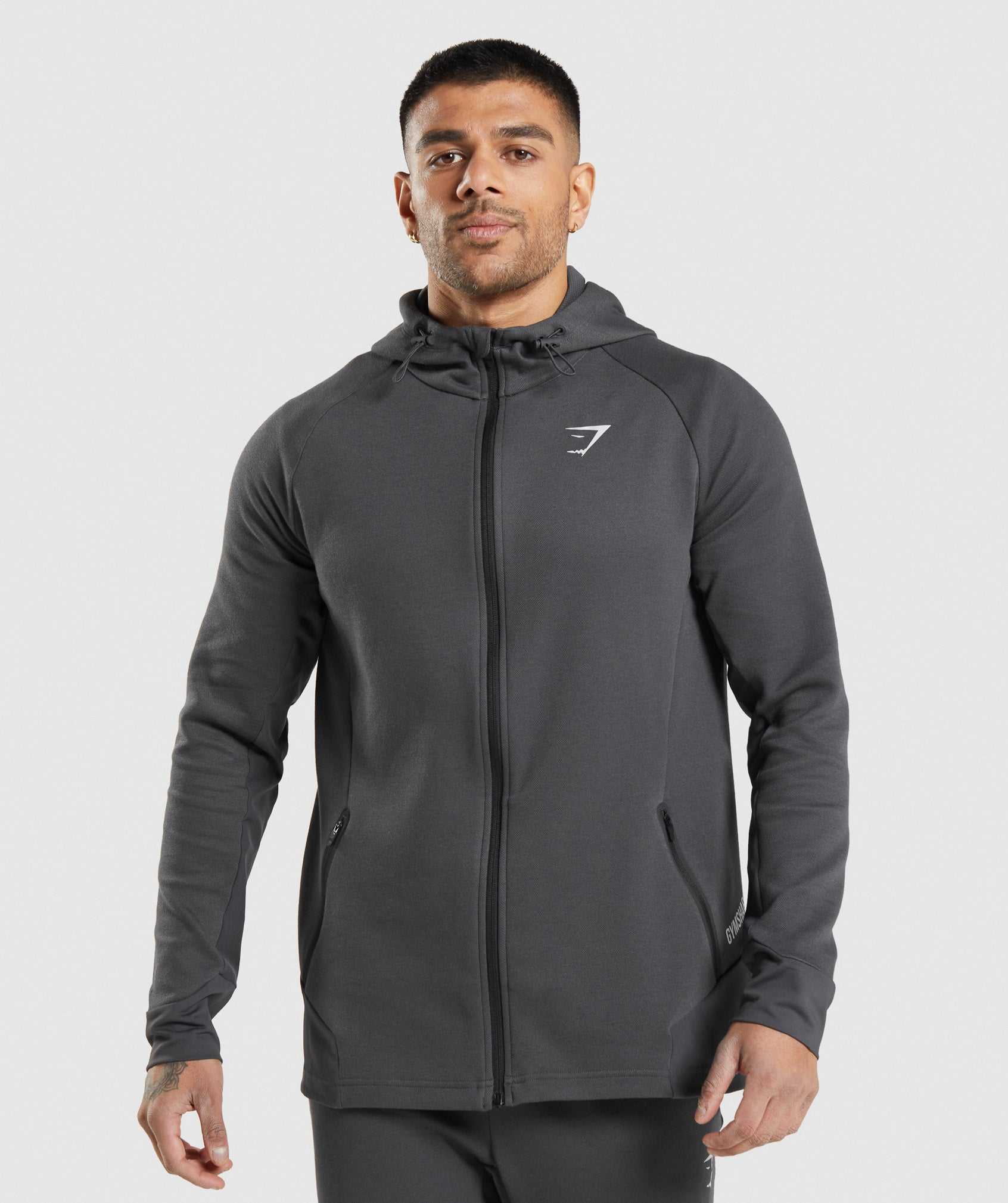 Black Grey Gymshark Apex Technical Men\'s Jackets | IRZCDJ235