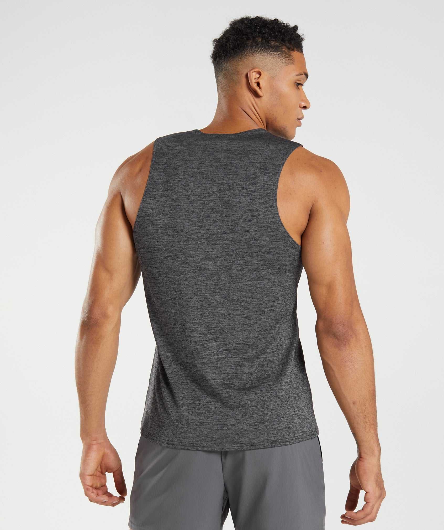 Black / Grey Gymshark Arrival Slim Marl Men's Tanks | MFCIEQ509