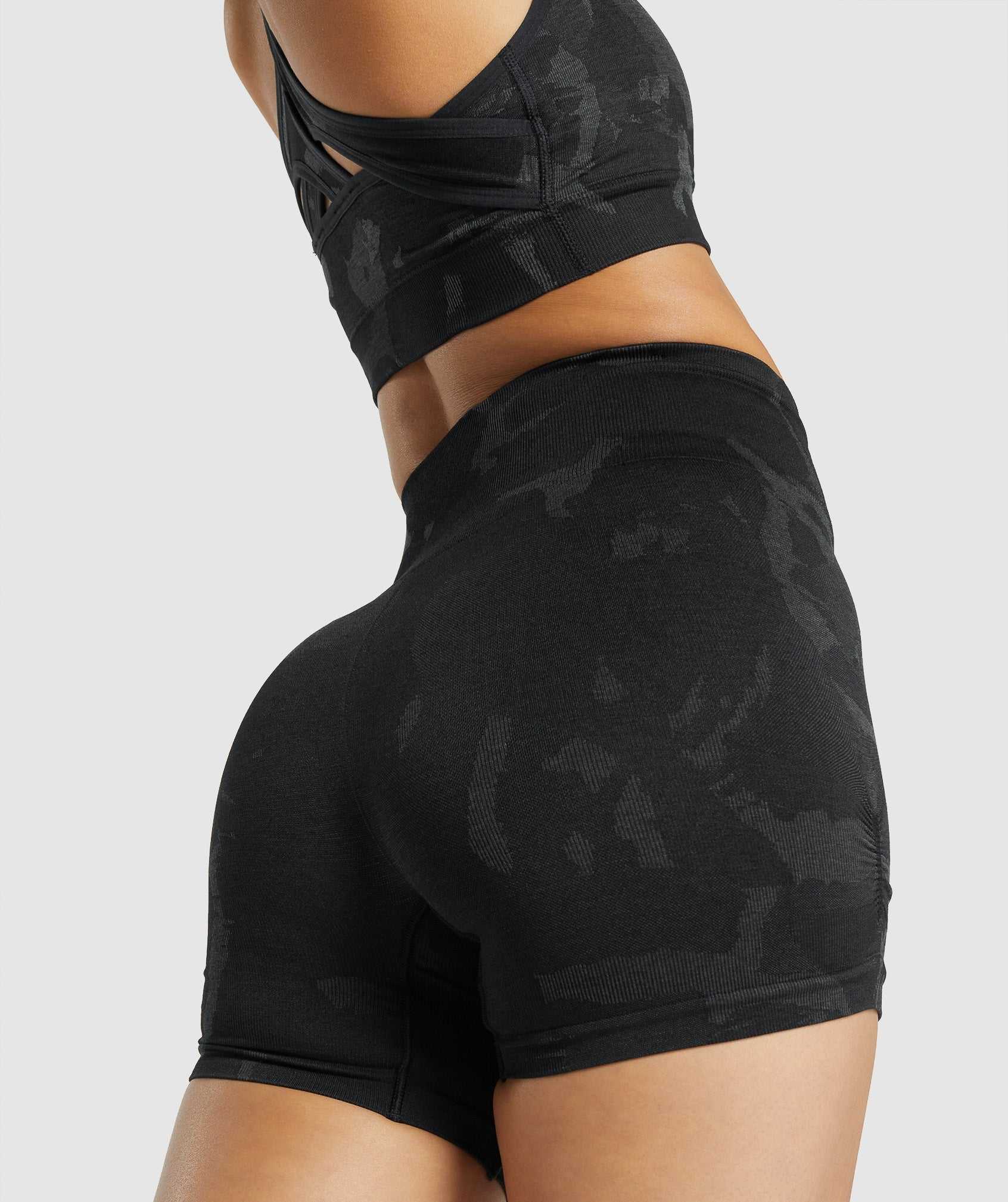 Black Gymshark Adapt Camo Seamless Women's Shorts | SZFBYE163