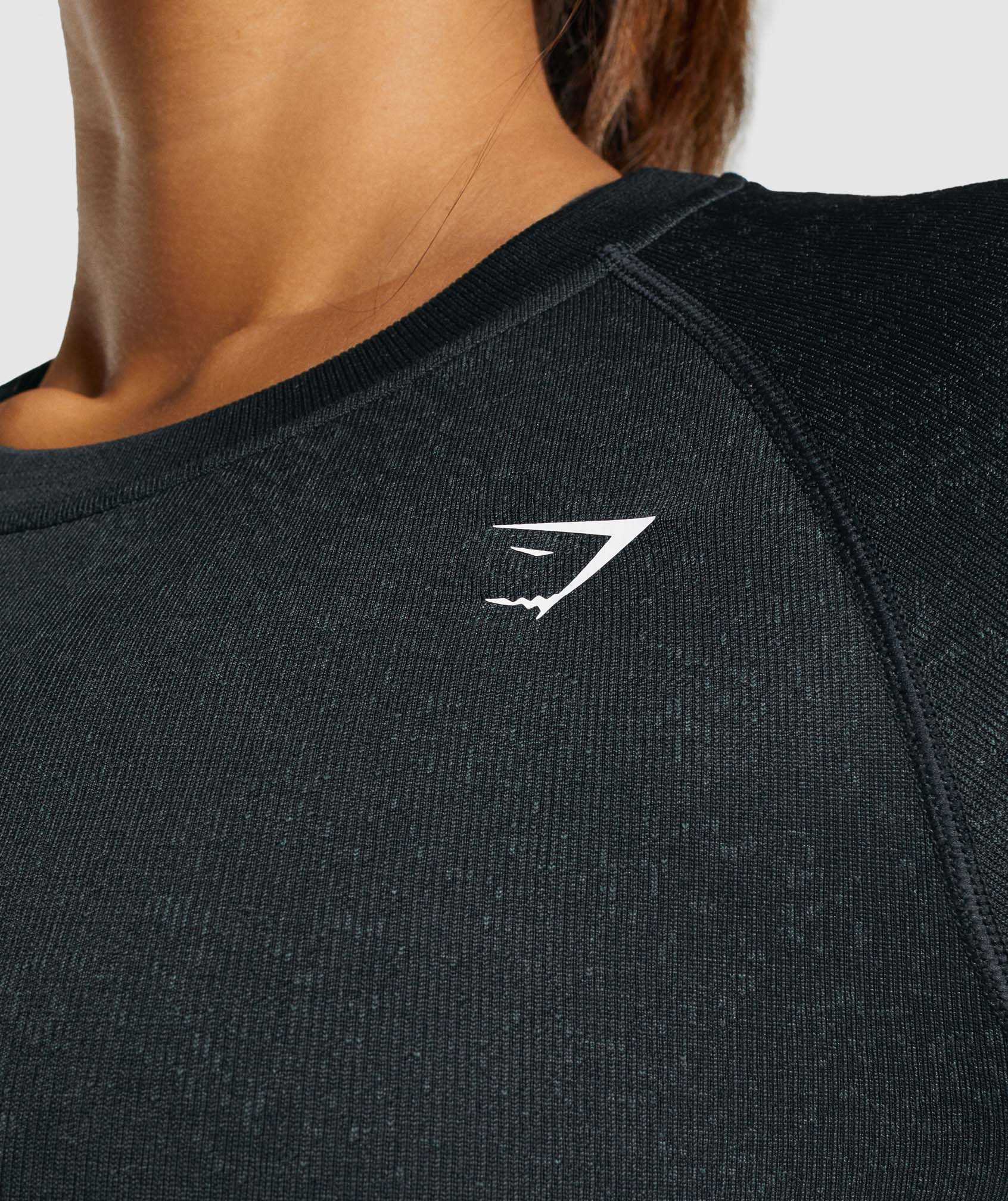 Black Gymshark Adapt Fleck Seamless Long Sleeve Crop Women's Tops | DJFXZQ623