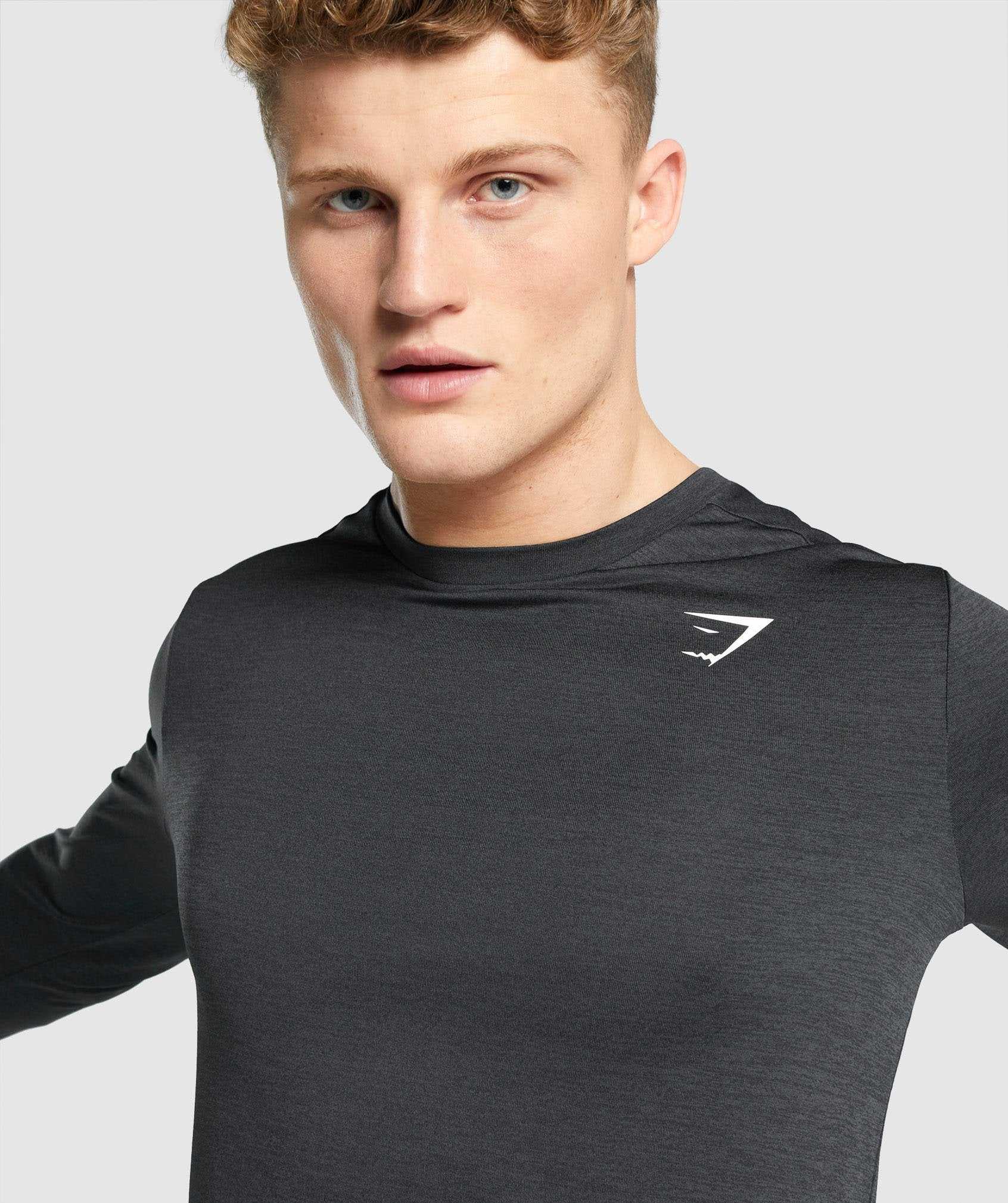 Black Gymshark Arrival Marl Long Sleeve Men's T Shirts | ELCXMH506