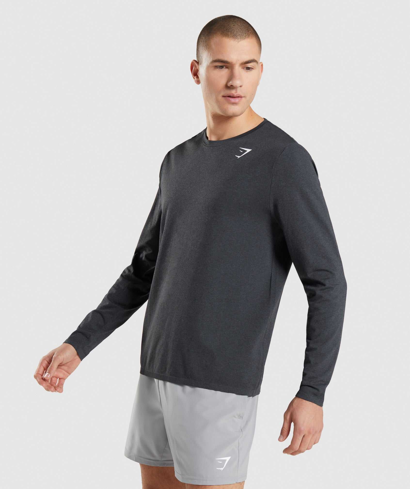 Black Gymshark Arrival Seamless Long Sleeve Men's T Shirts | OLMQBH875