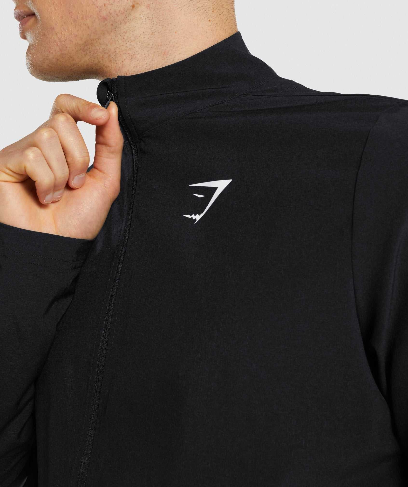 Black Gymshark Arrival Woven Full Zip Men's Jackets | DJXVRS709