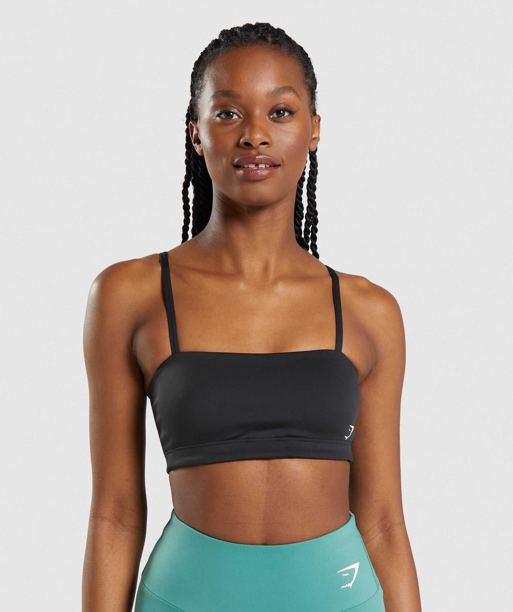 Black Gymshark Bandeau Women\'s Sports Bra | IXPNLT049