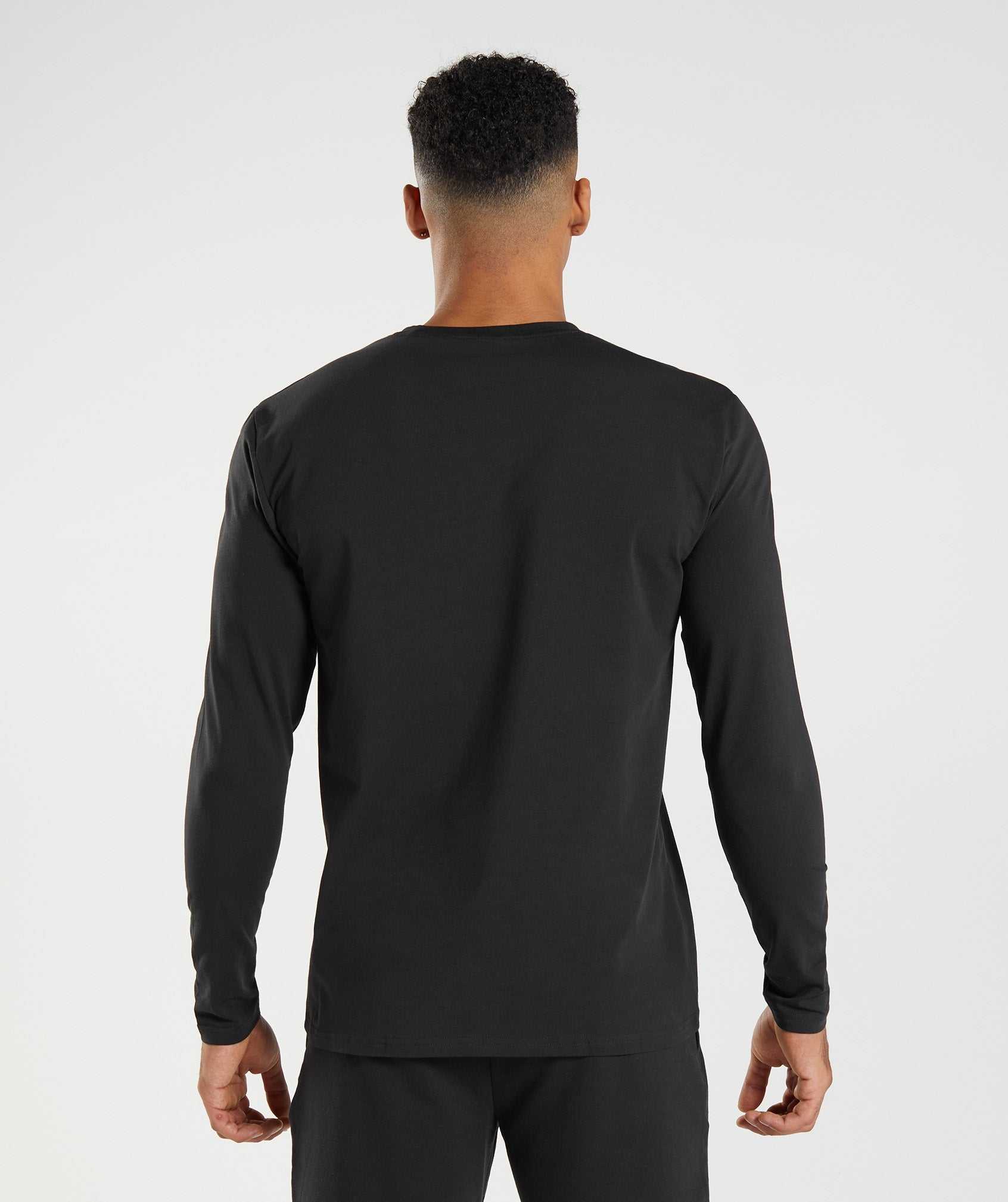 Black Gymshark Block Long Sleeve Men's T Shirts | KQIVSR289