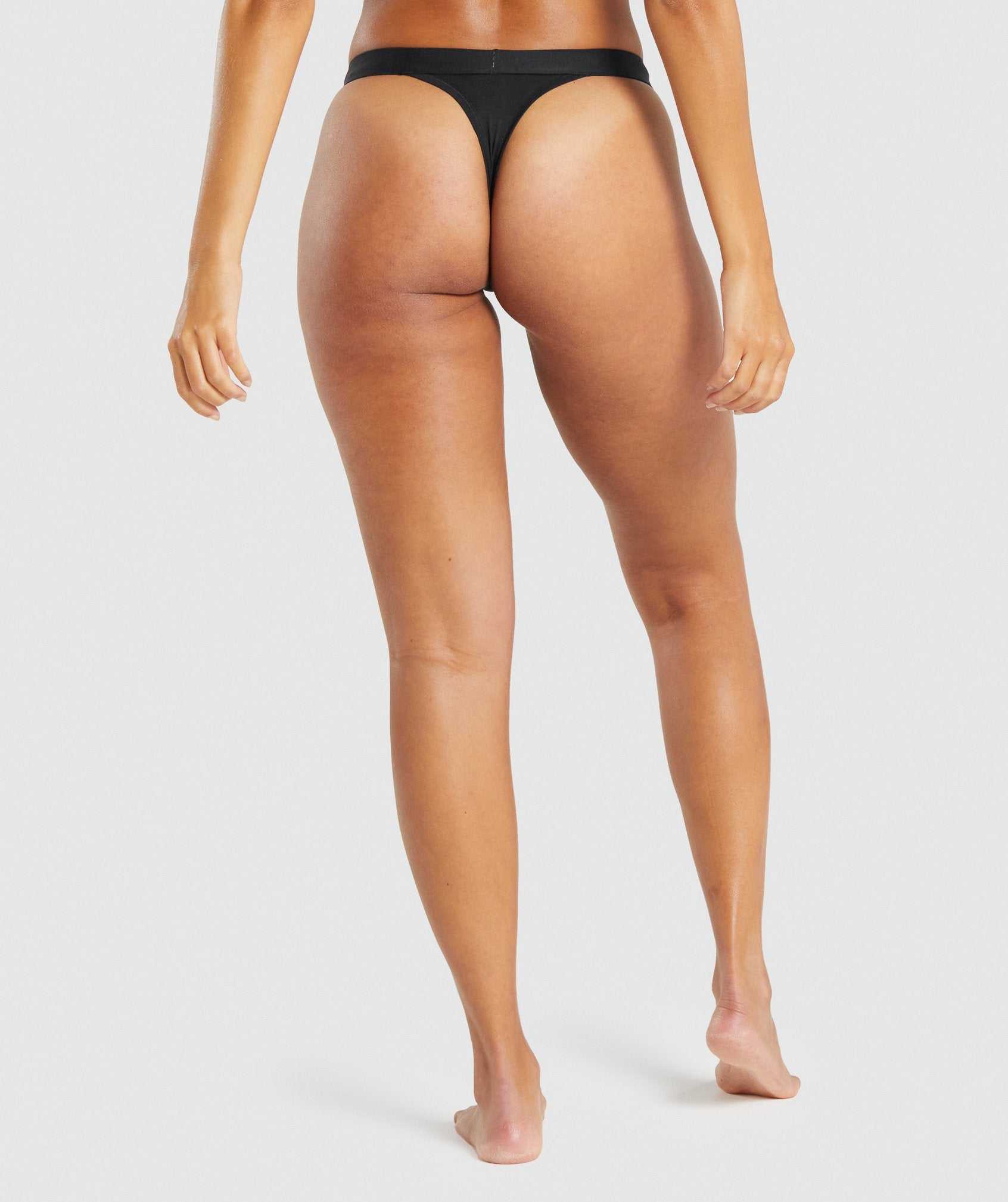 Black Gymshark Cotton High Rise Thong Women's Underwear | XYJESU367