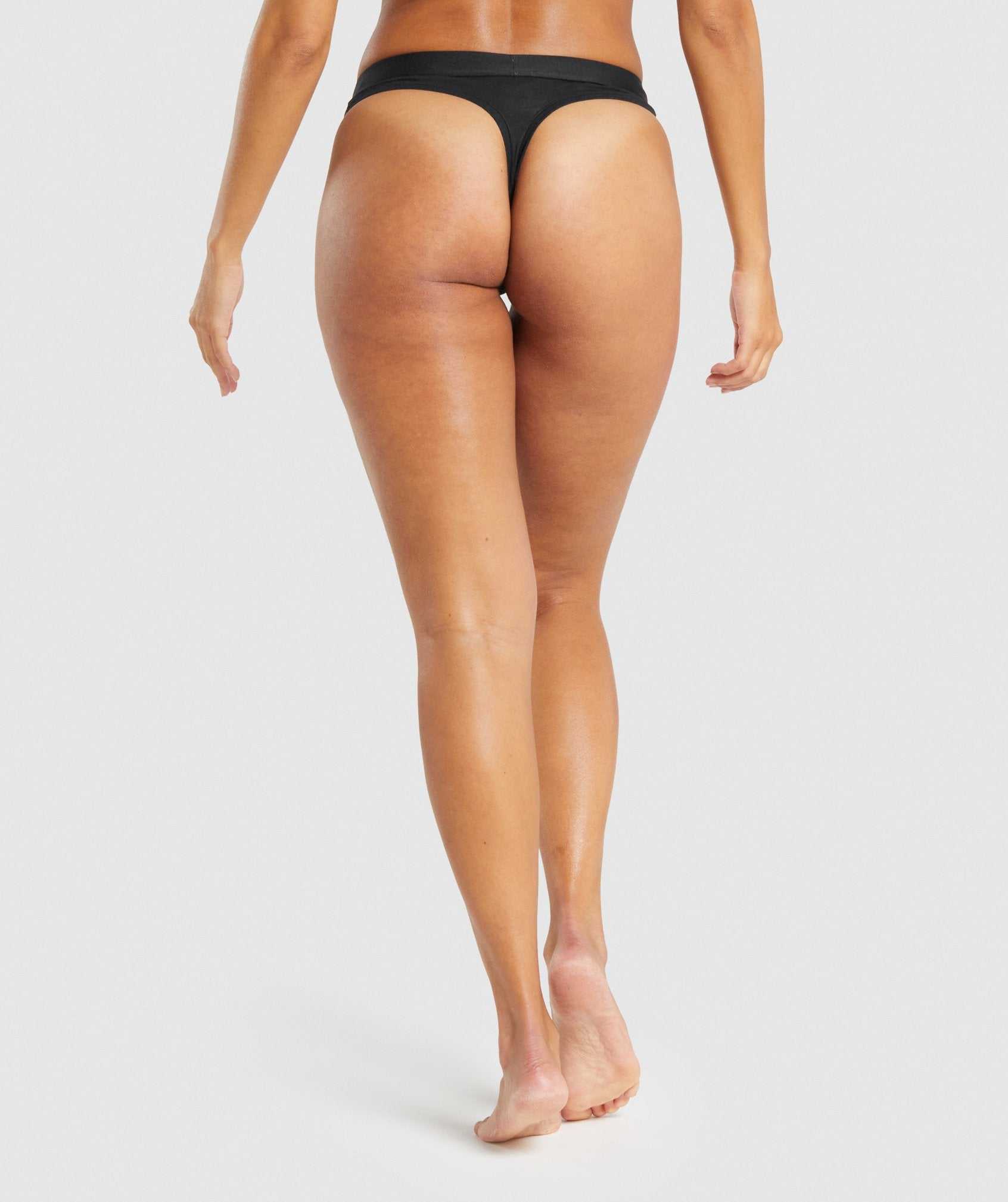 Black Gymshark Cotton Thong Women's Underwear | BPIMNQ641