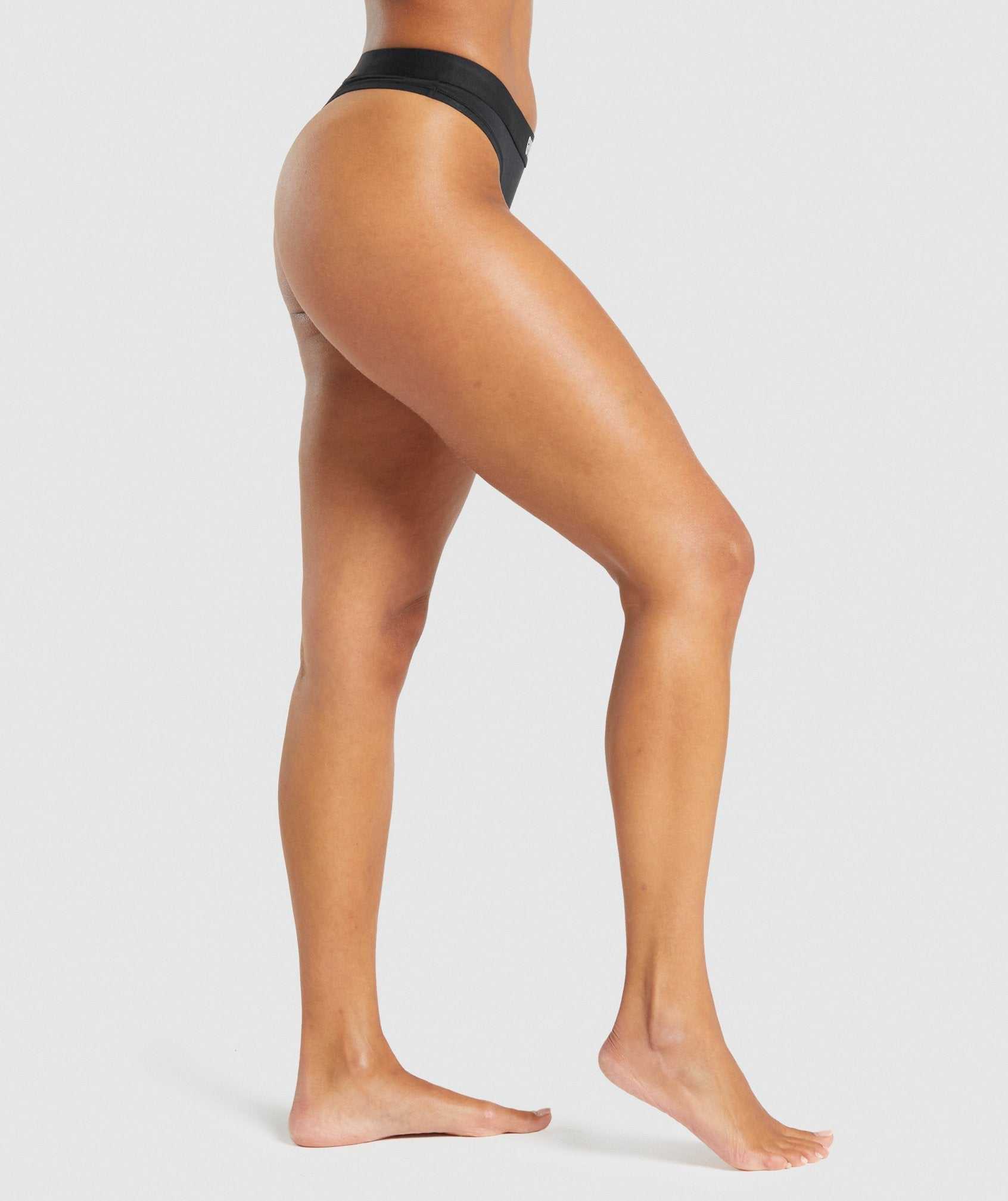 Black Gymshark Cotton Thong Women's Underwear | BPIMNQ641