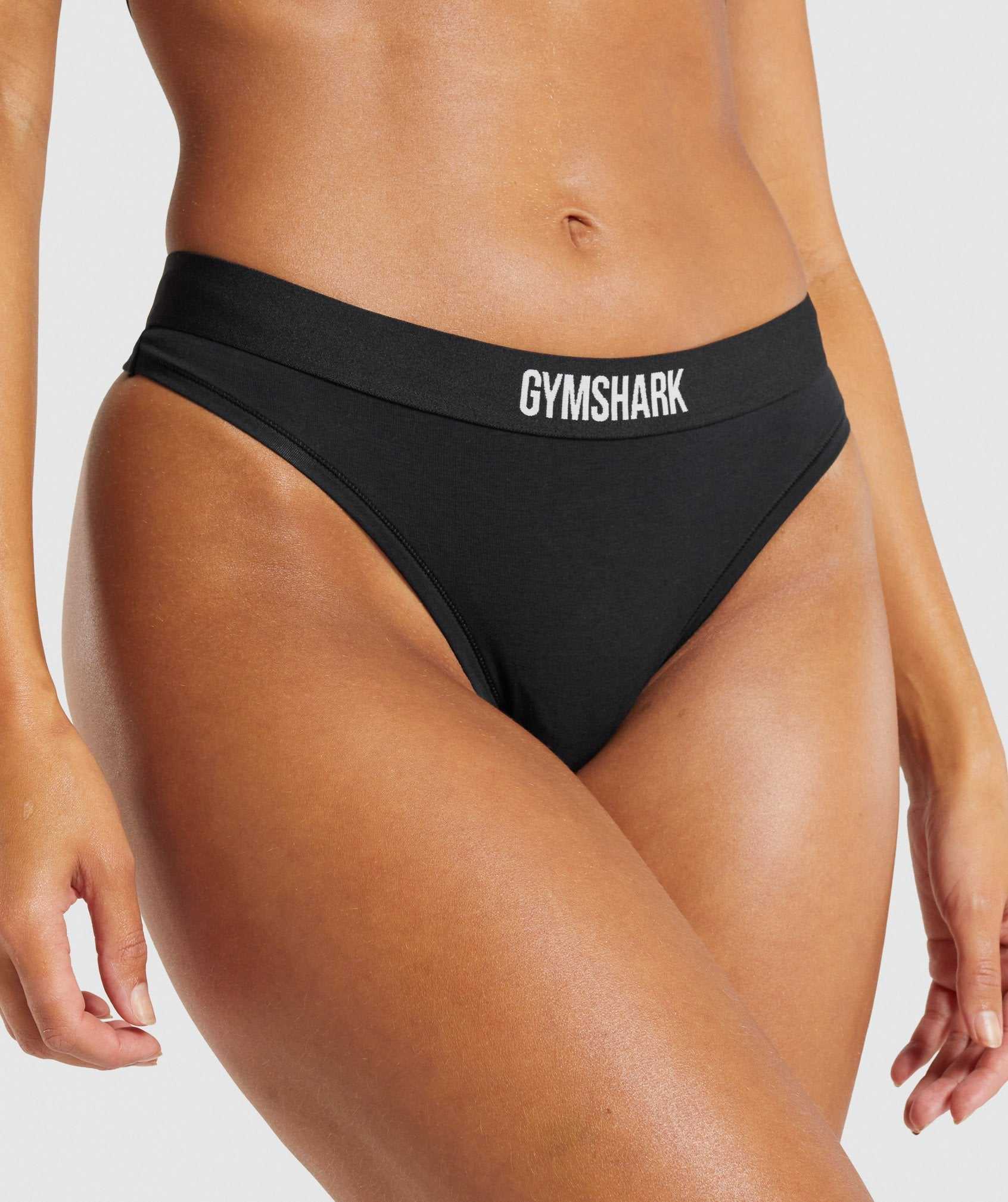 Black Gymshark Cotton Thong Women's Underwear | BPIMNQ641