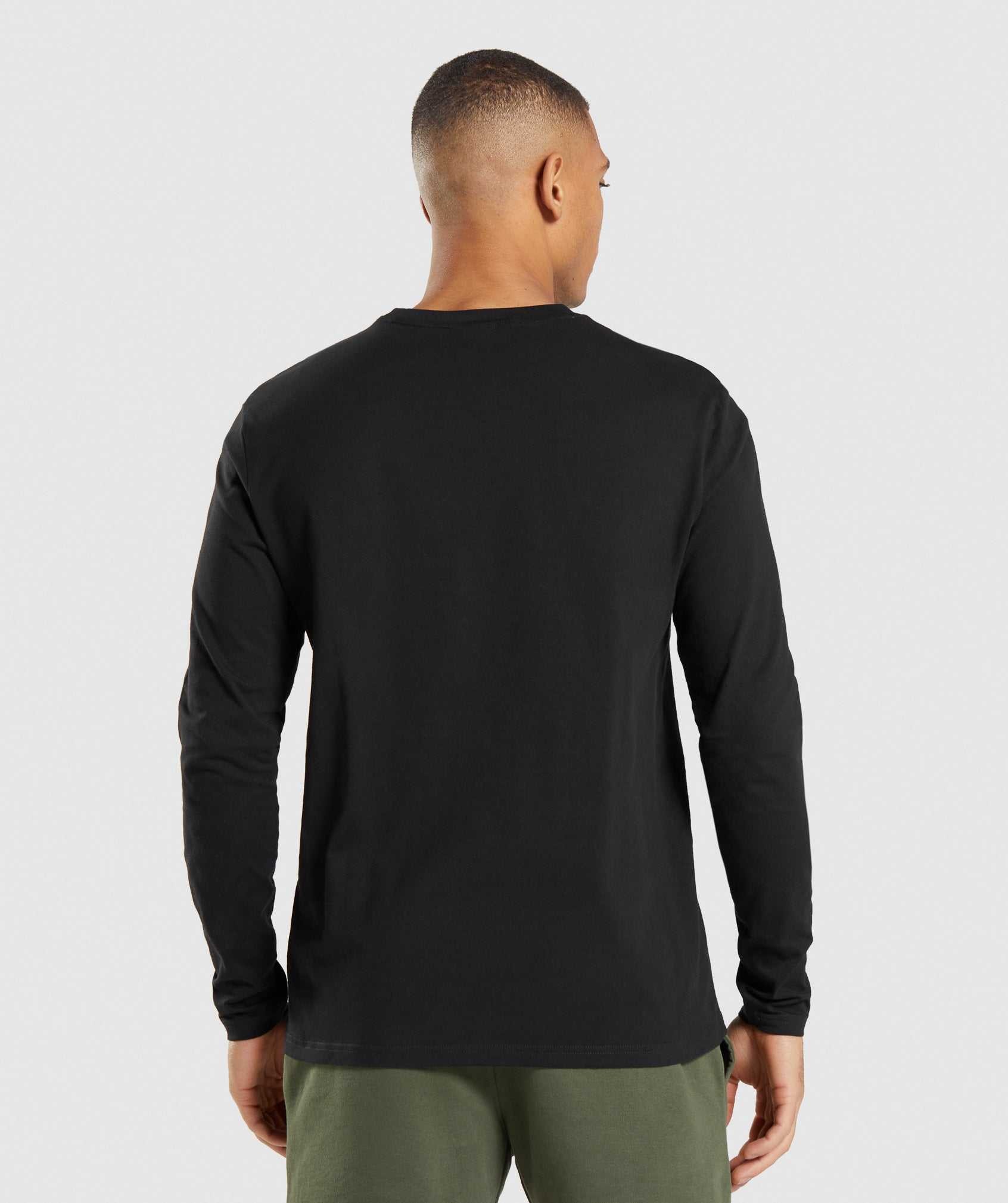 Black Gymshark Crest Long Sleeve Men's T Shirts | WZLQBK246