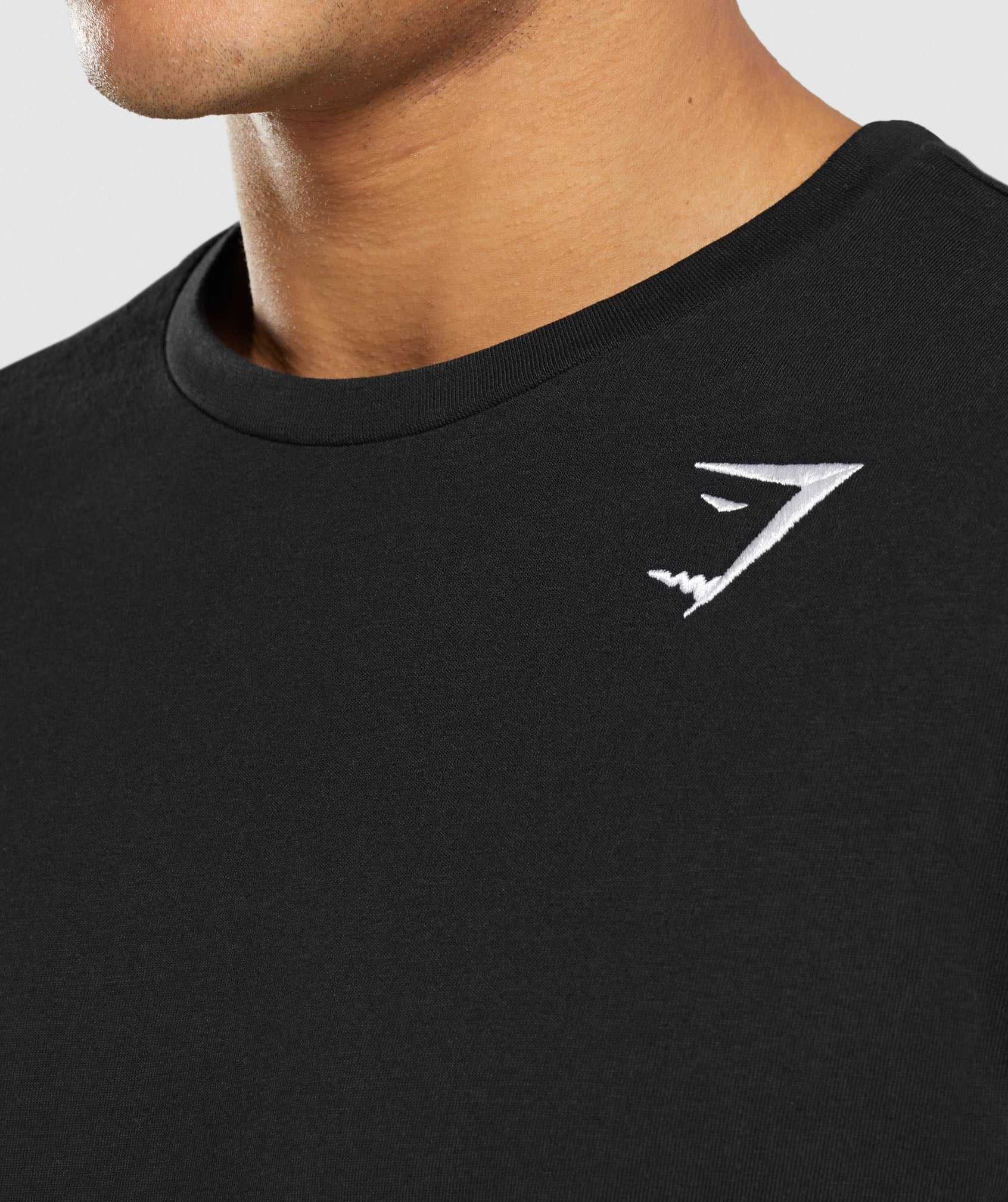 Black Gymshark Crest Long Sleeve Men's T Shirts | WZLQBK246