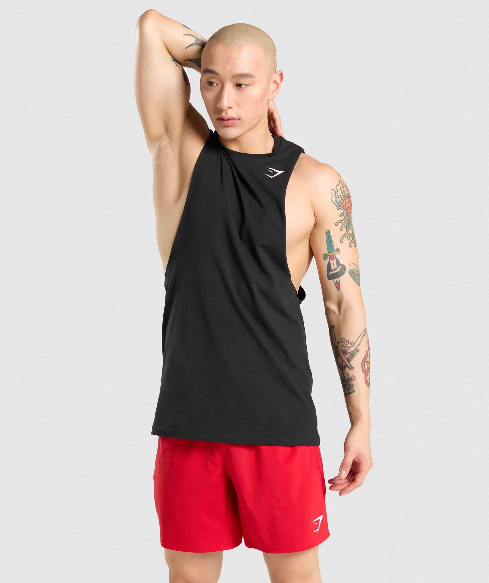 Black Gymshark Critical Drop Arm Men\'s Tanks | CFEOZQ631