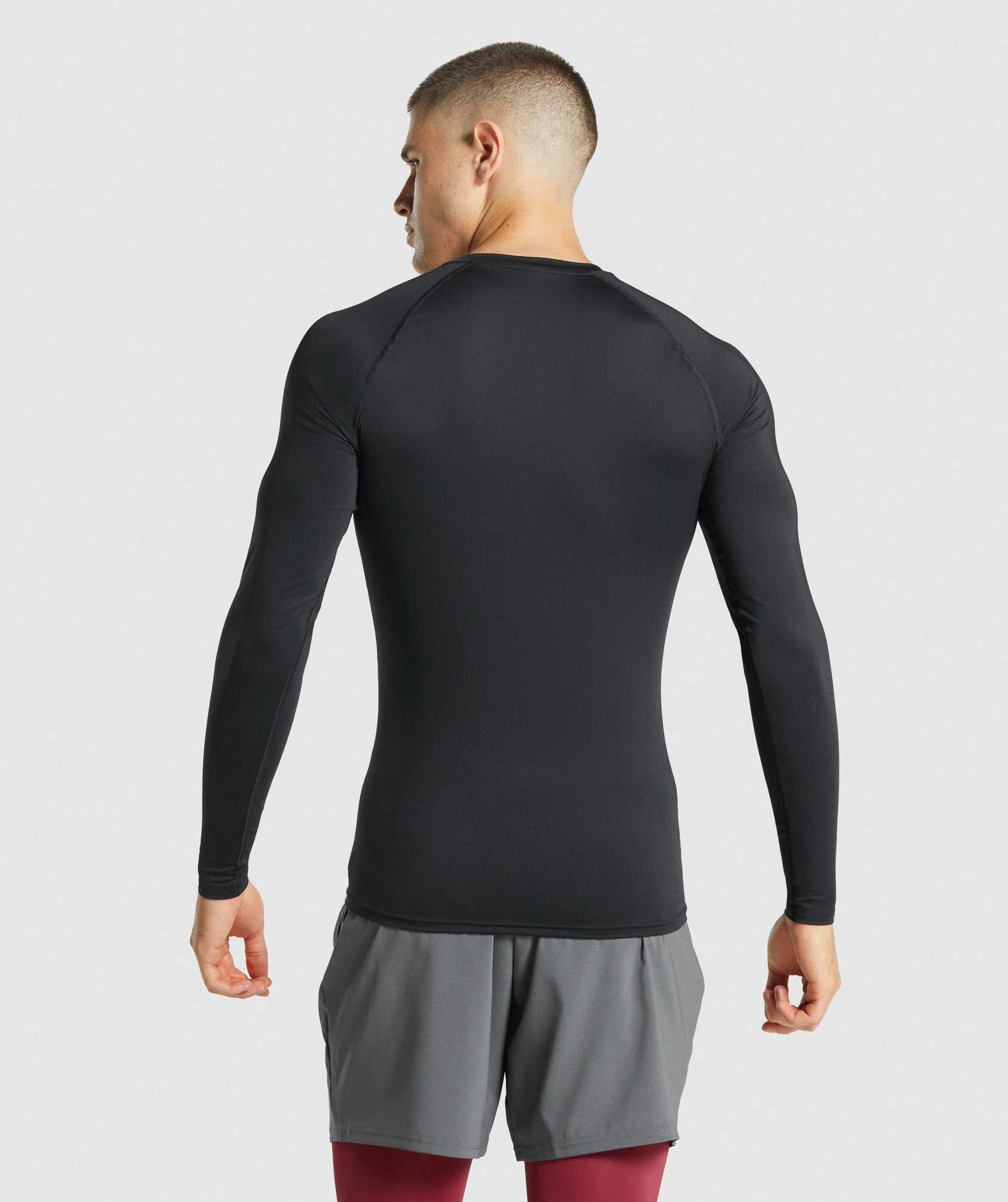 Black Gymshark Element Baselayer Long Sleeve Men's Shorts | FWKHNZ083