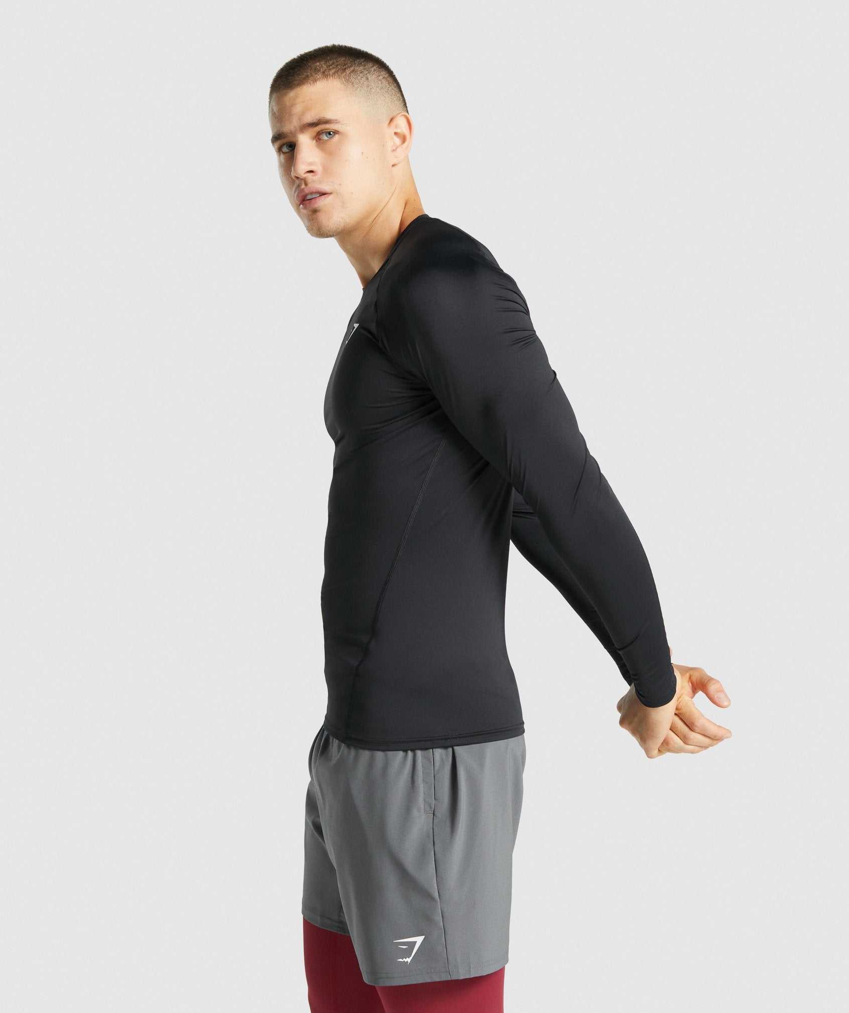 Black Gymshark Element Baselayer Long Sleeve Men's Shorts | FWKHNZ083