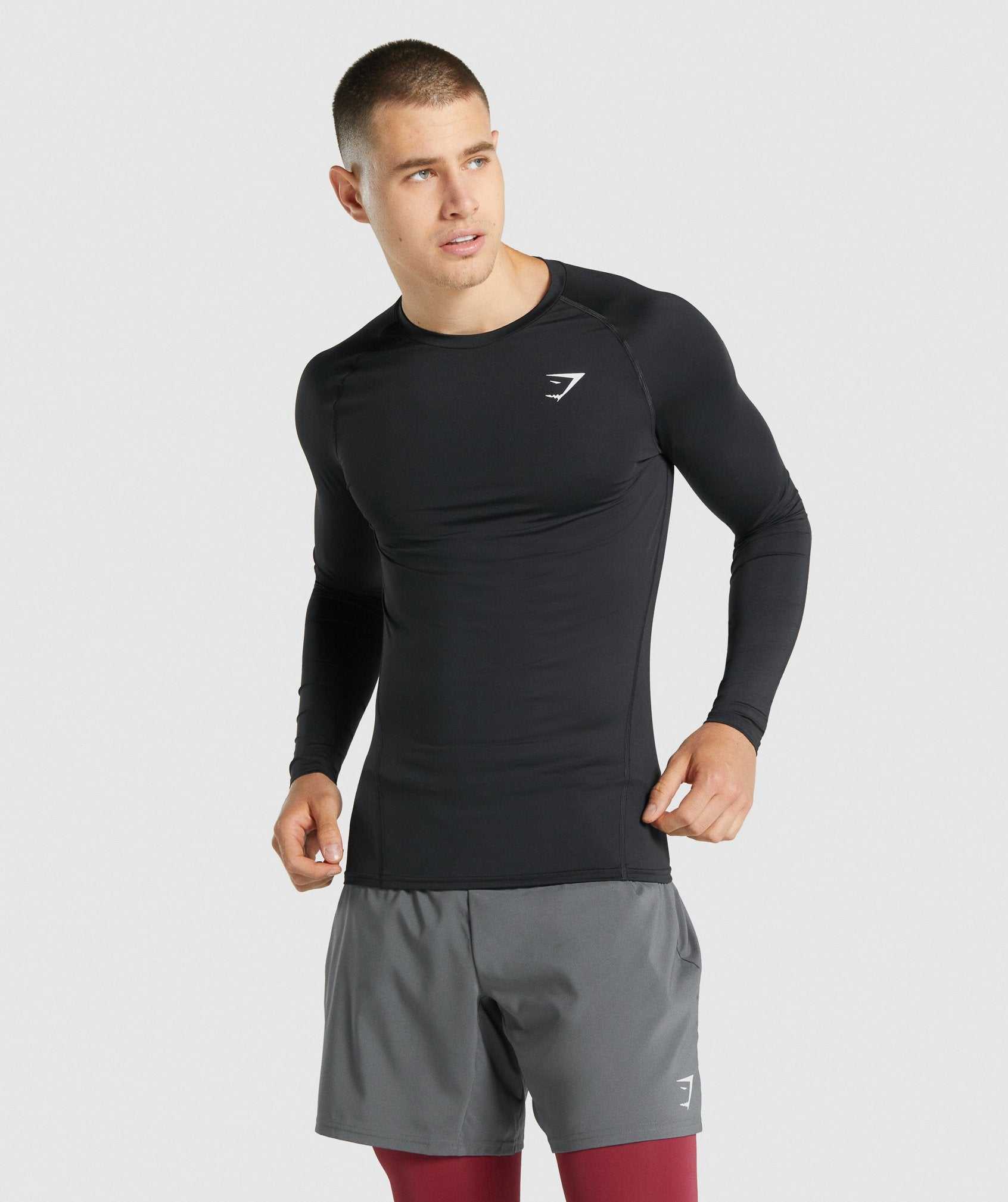 Black Gymshark Element Baselayer Long Sleeve Men\'s Shorts | FWKHNZ083