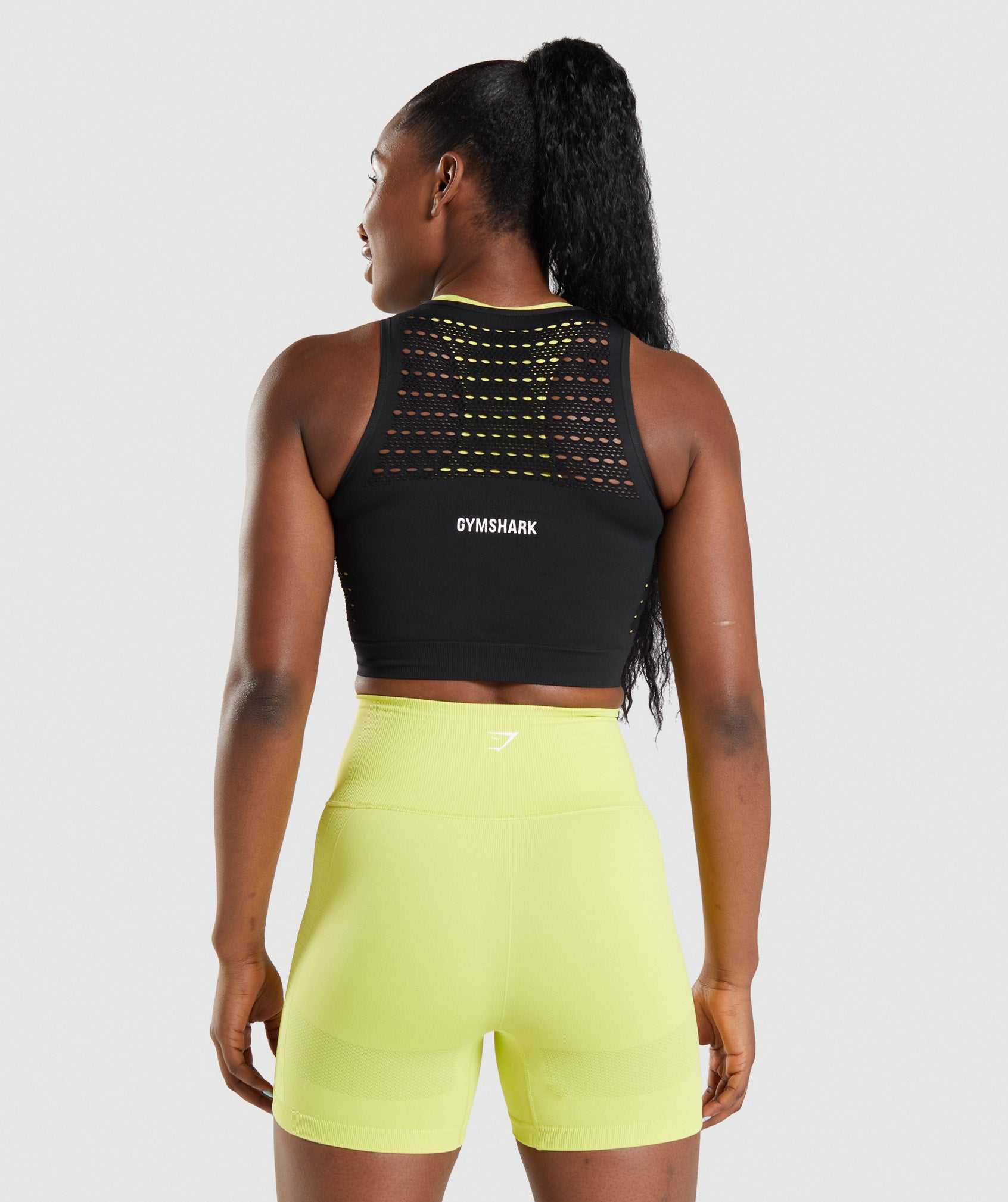 Black Gymshark Energy Seamless Crop Women's Tops | PXAWIS347