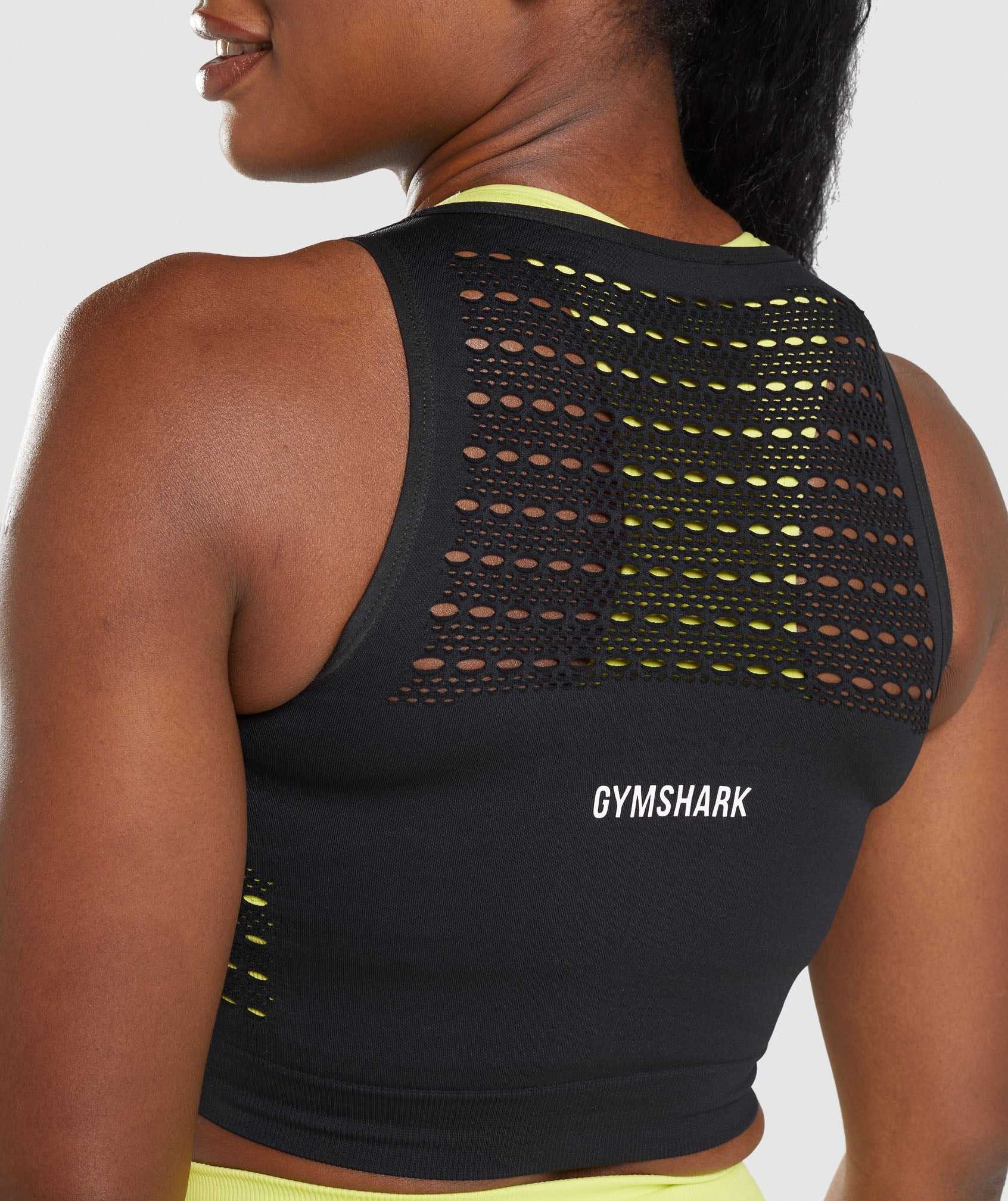 Black Gymshark Energy Seamless Crop Women's Tops | PXAWIS347