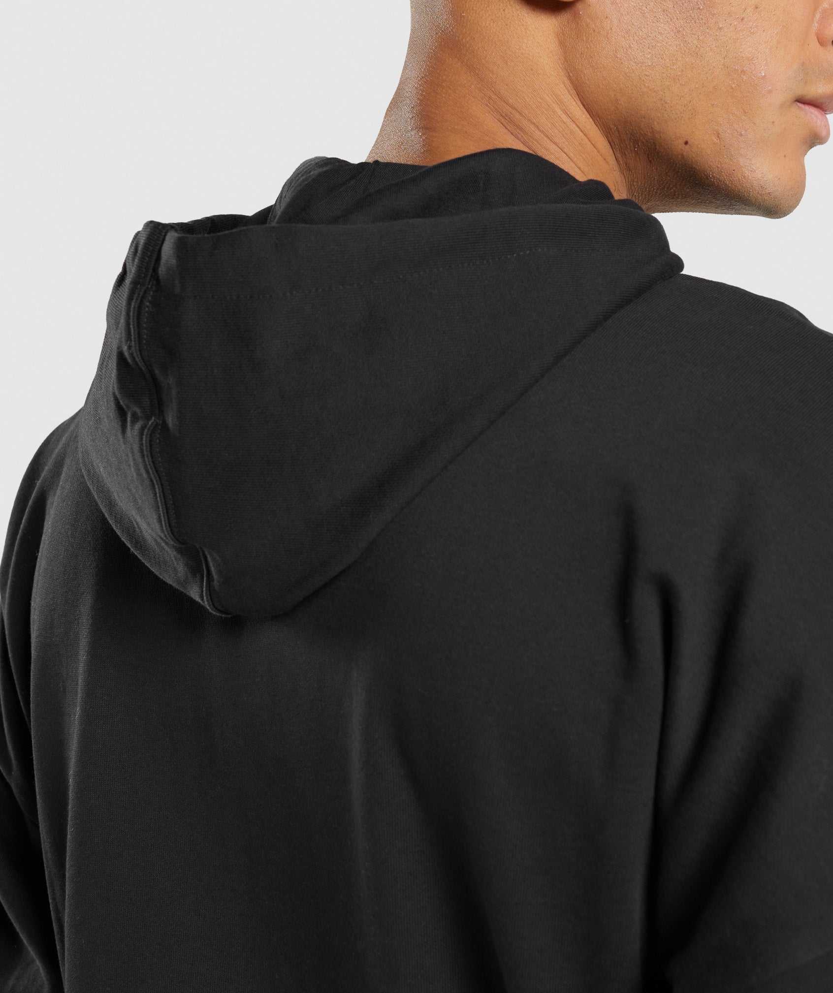 Black Gymshark Essential Oversized Zip Up Men's Hoodie | PROFDC168