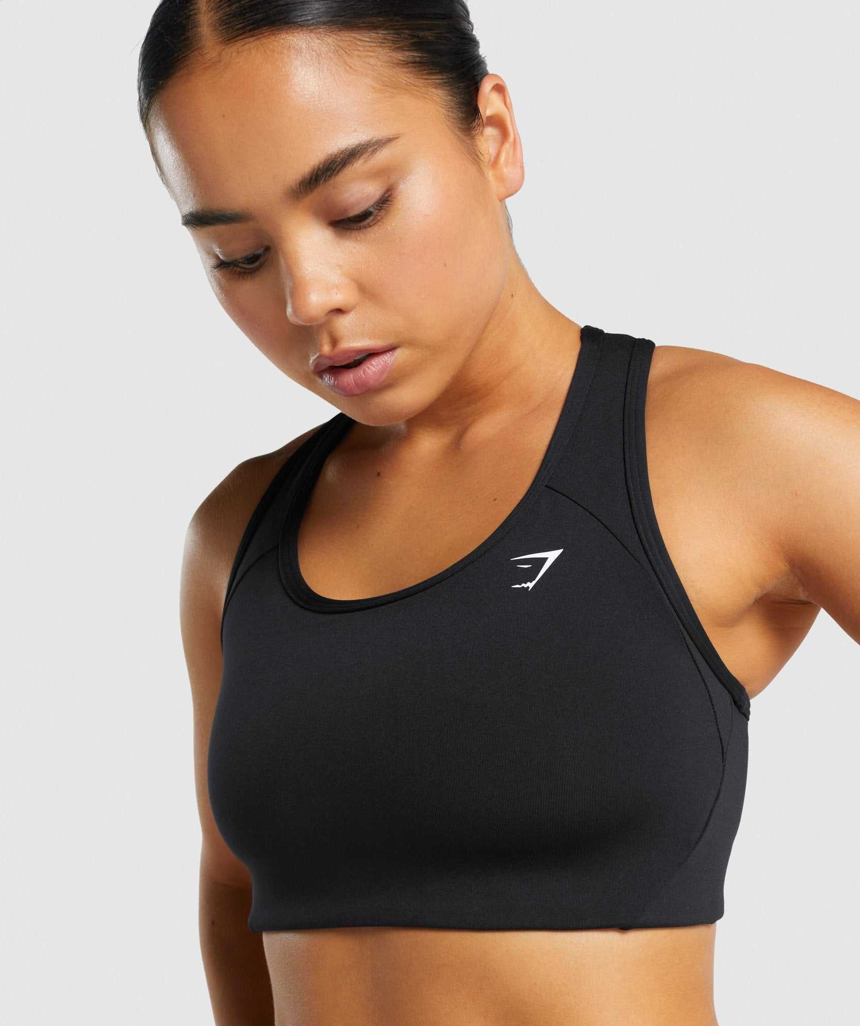 Black Gymshark Essential Racer Back Women's Sports Bra | NCLADX958