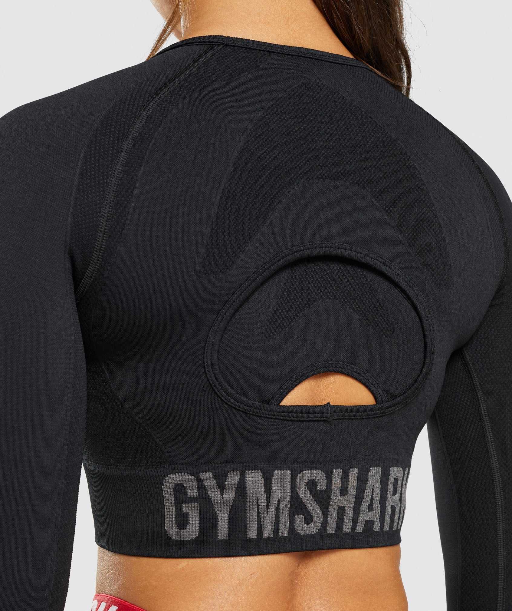 Black Gymshark Flex Sports Long Sleeve Crop Women's Tops | FICKEY361