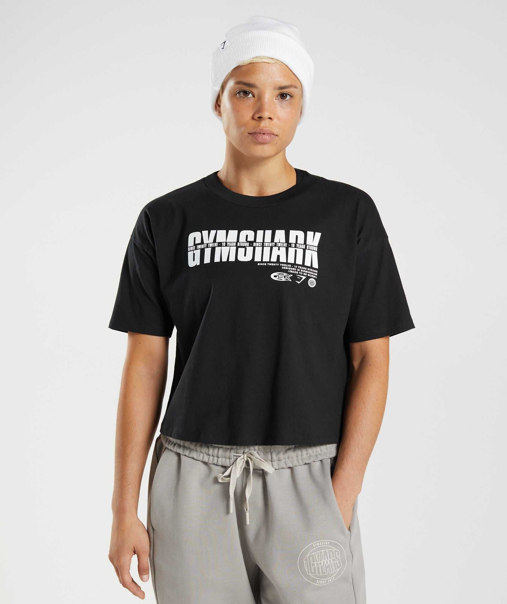 Black Gymshark GS10 Year Midi Women's Tops | XYSMJT894