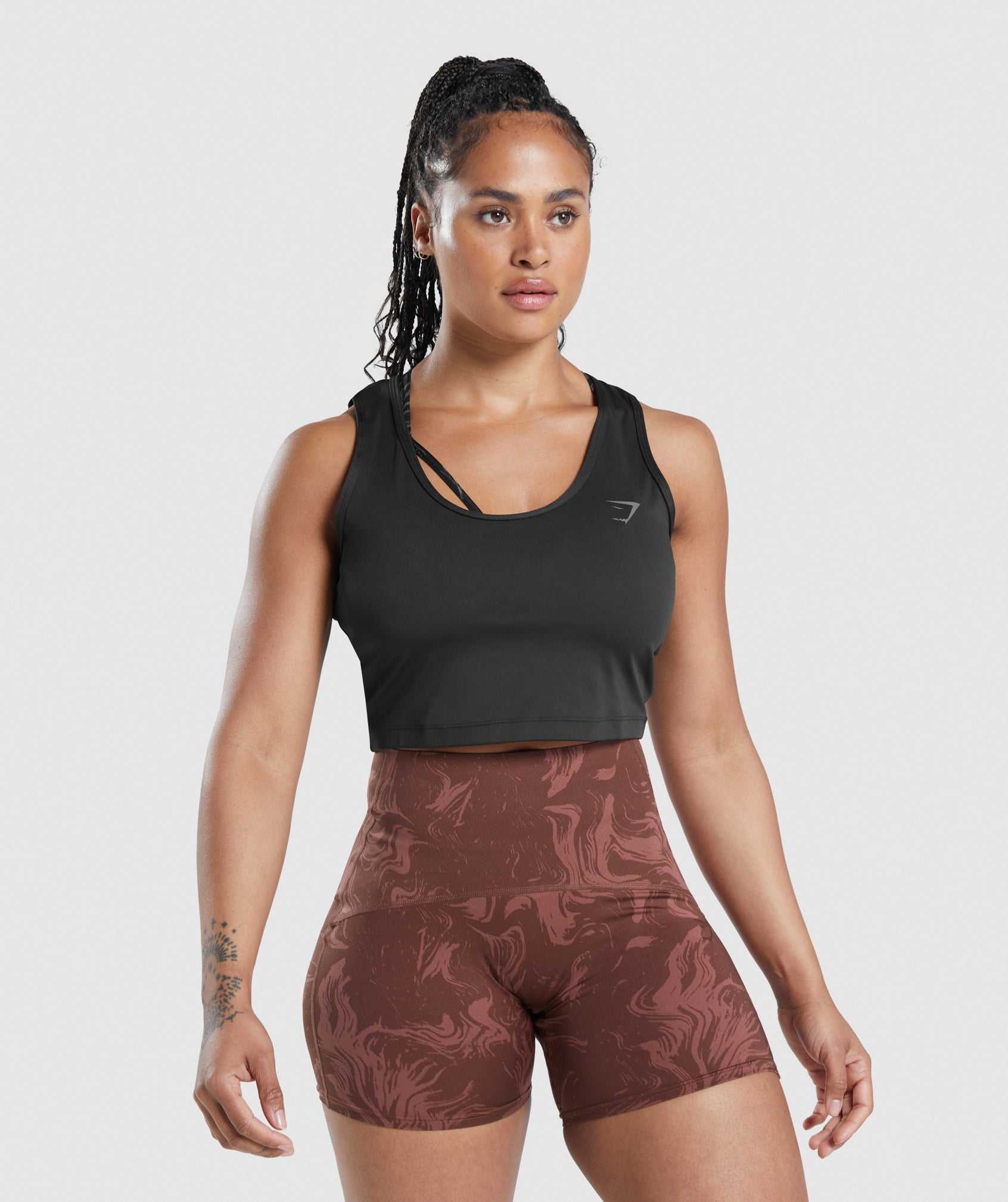 Black Gymshark GS Power Open Back Cropped Women's Tanks | IFRCAG810