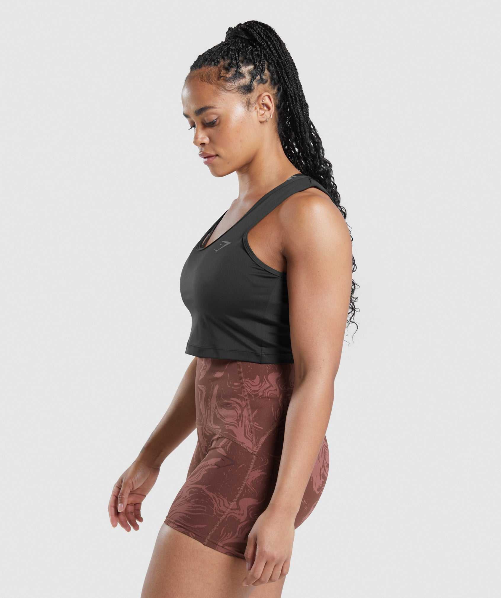 Black Gymshark GS Power Open Back Cropped Women's Tanks | IFRCAG810