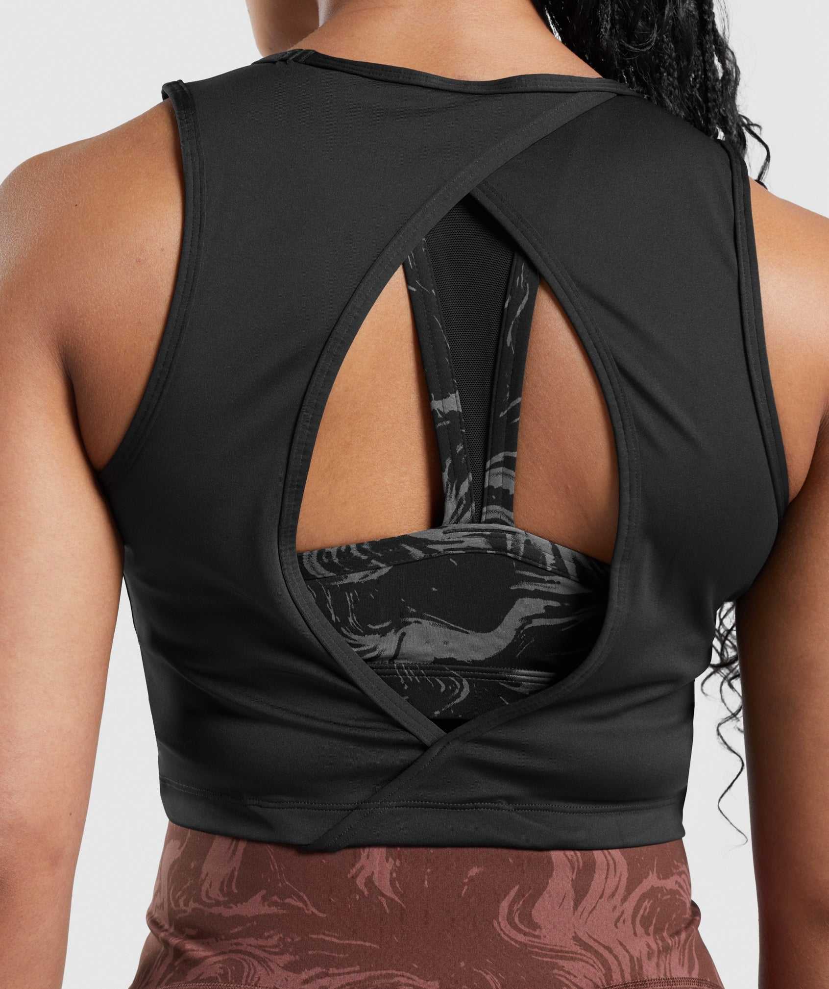 Black Gymshark GS Power Open Back Cropped Women's Tanks | IFRCAG810