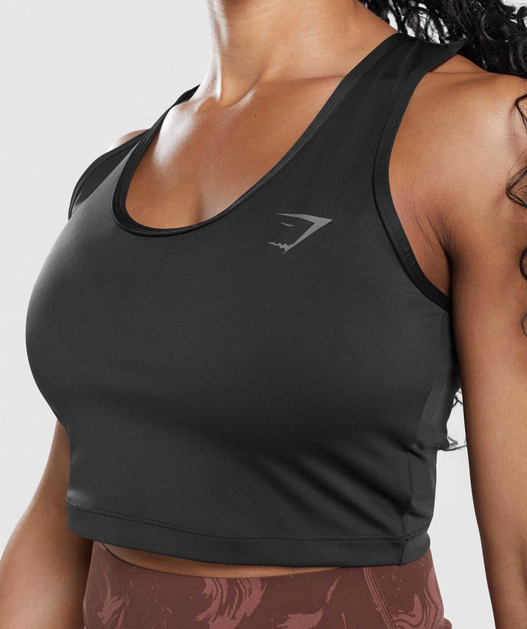 Black Gymshark GS Power Open Back Cropped Women's Tanks | IFRCAG810